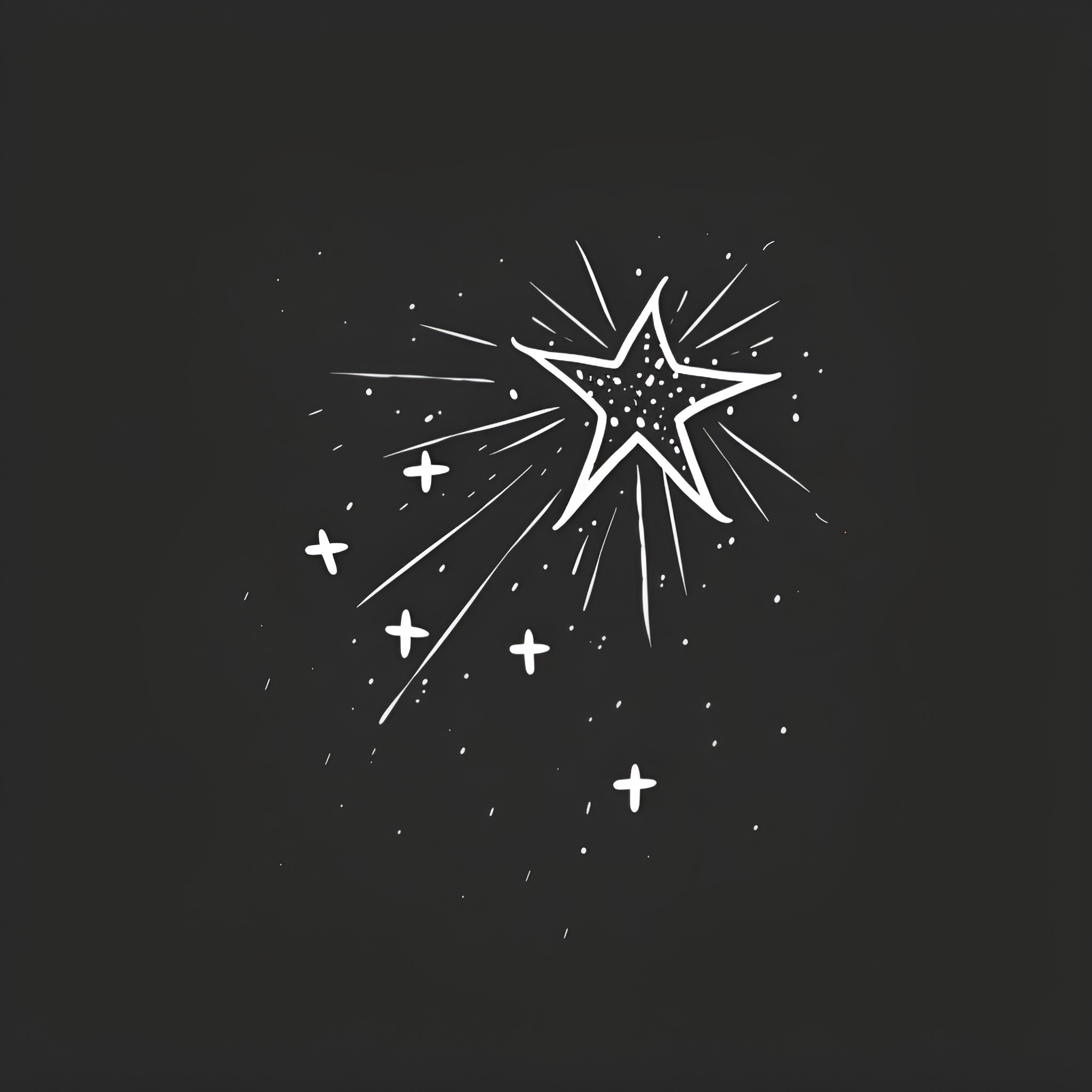 Small Celestial Star Burst Drawing Idea (free black-and-white line drawing printable PDF for all, from beginners to advanced learners, including children, teens, adults, and seniors)