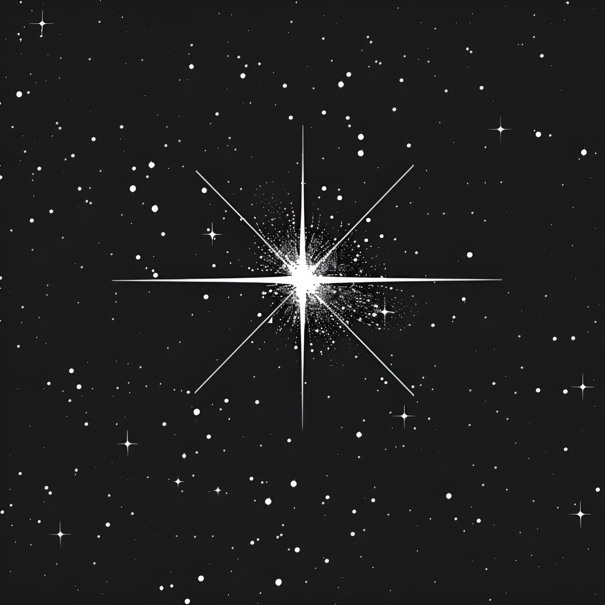 Small Shining Star in Starry Night Drawing Idea (free black-and-white line drawing printable PDF for all, from beginners to advanced learners, including children, teens, adults, and seniors)
