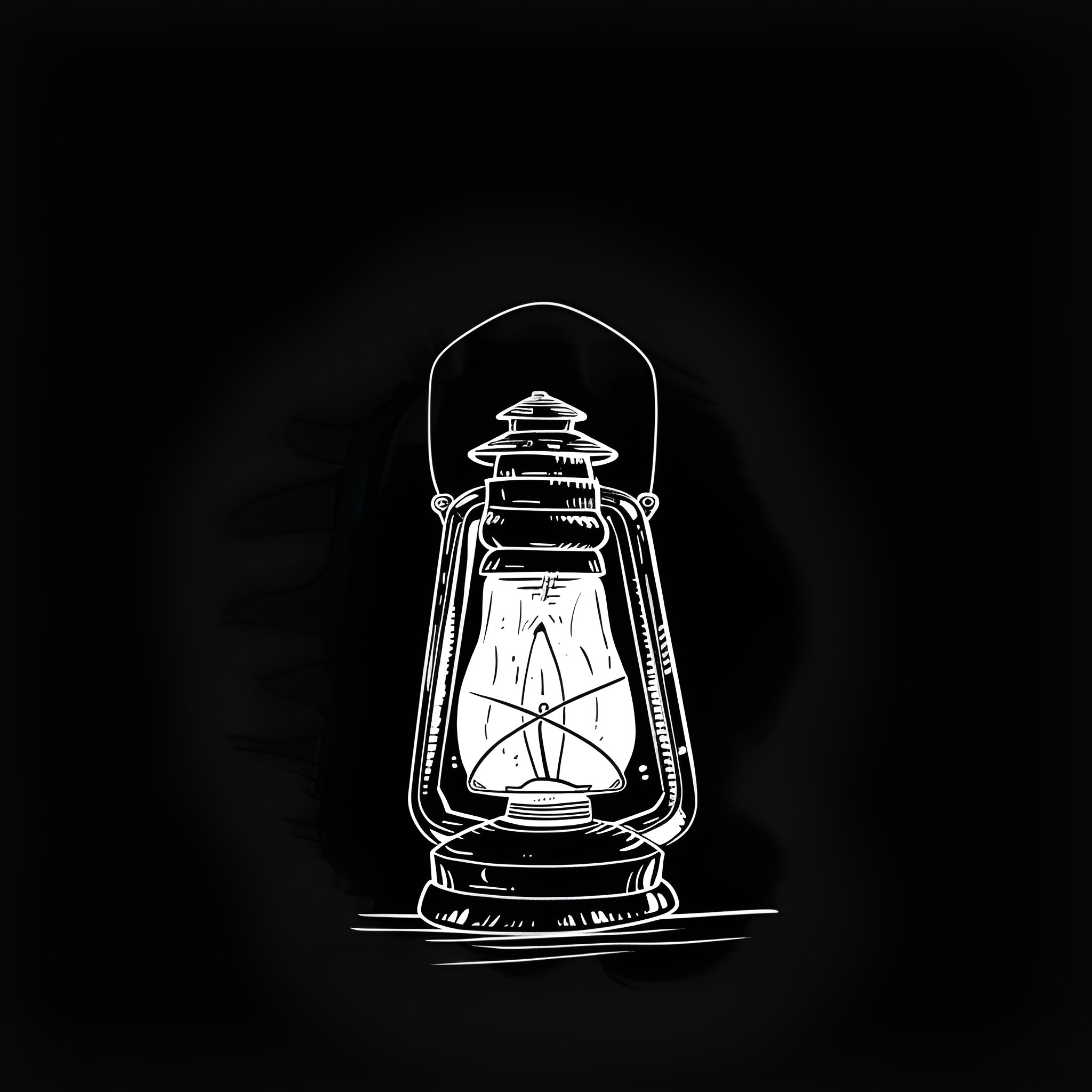 Small Glowing Lantern in Darkness Drawing Idea (free black-and-white line drawing printable PDF for all, from beginners to advanced learners, including children, teens, adults, and seniors)