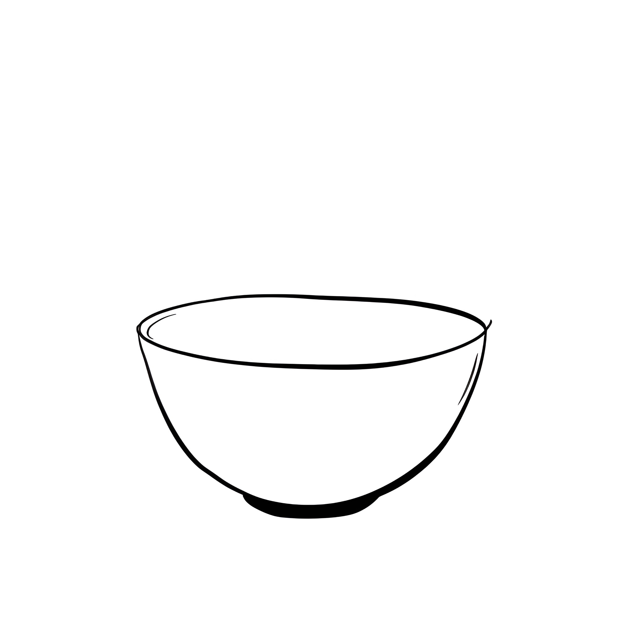 Small bowl on a white background Drawing Idea (free black-and-white line drawing printable PDF for all, from beginners to advanced learners, including children, teens, adults, and seniors)