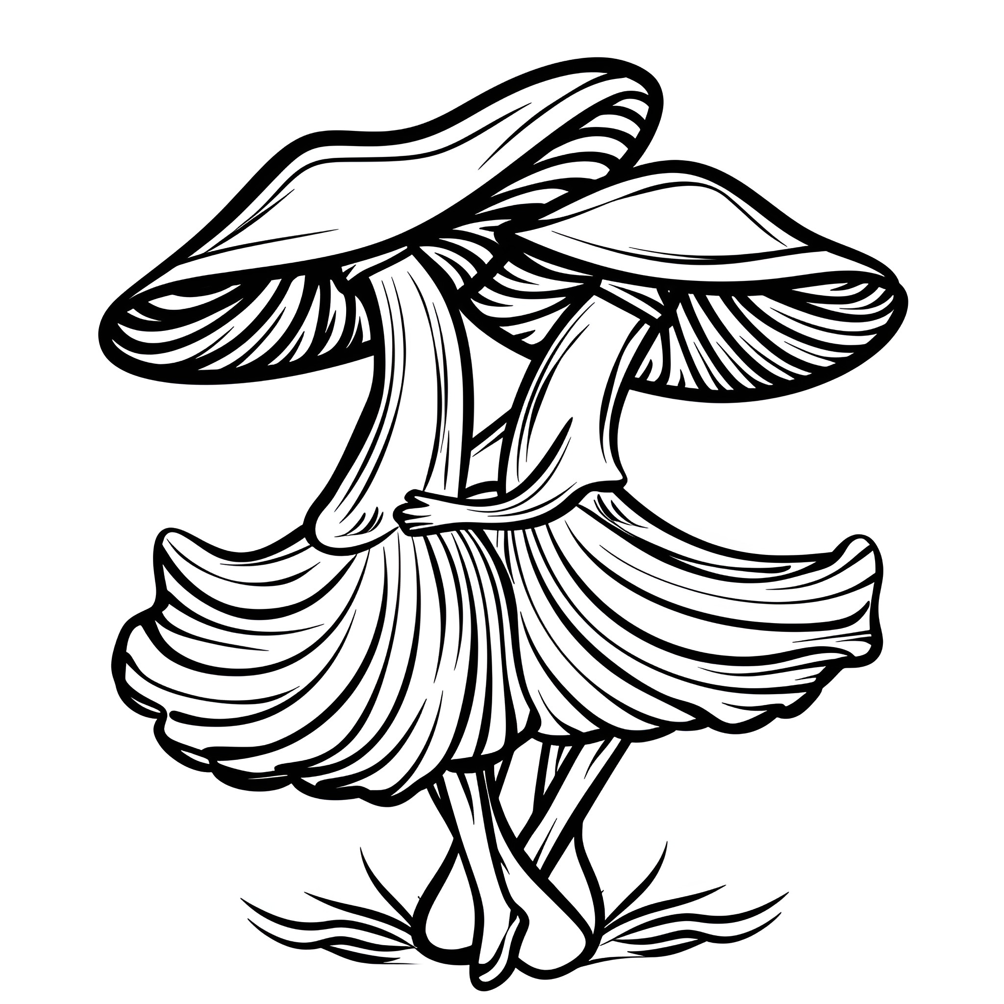 Mushrooms with intricate designs Drawing Idea (free black-and-white line drawing printable PDF for all, from beginners to advanced learners, including children, teens, adults, and seniors)