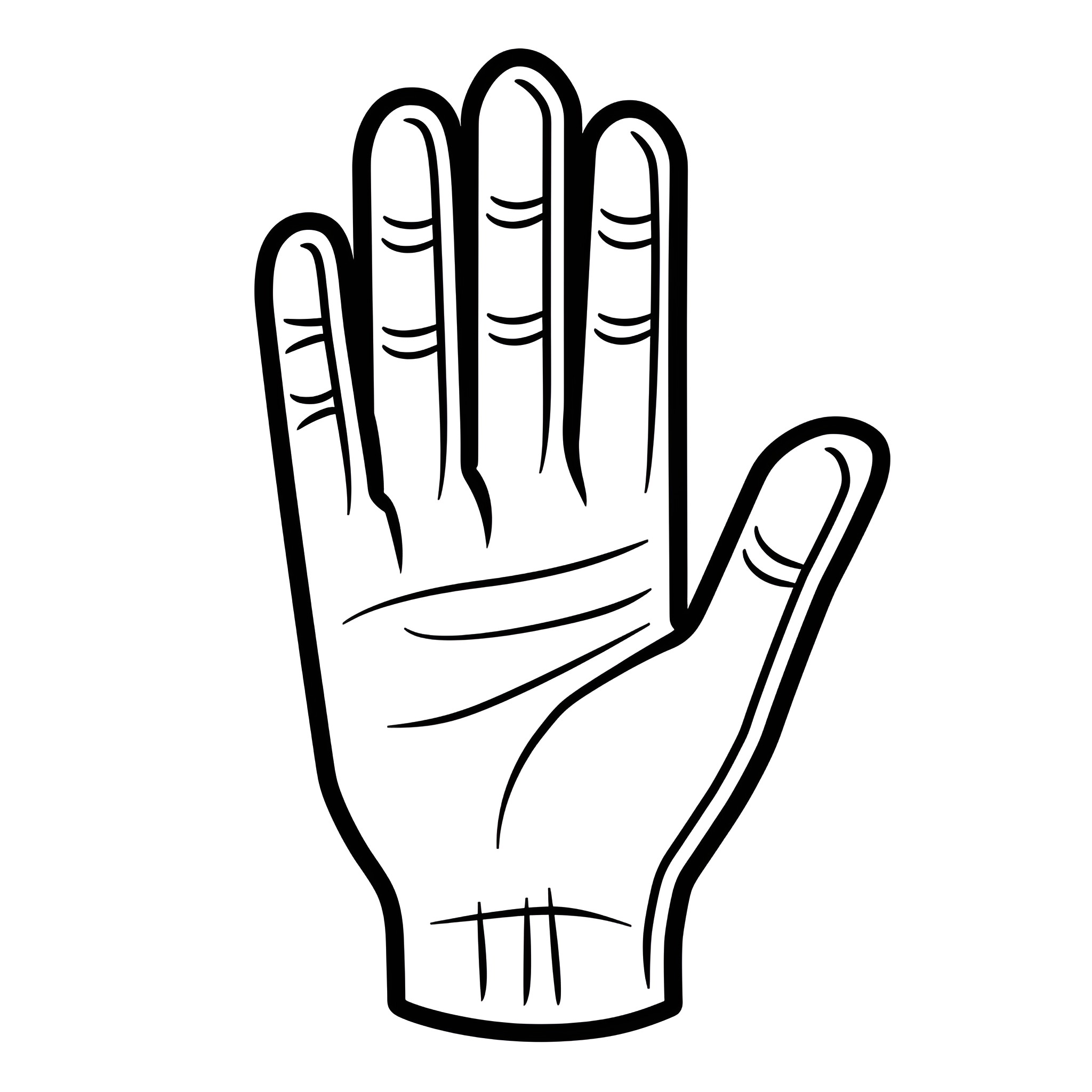 Hand gesture of open palm Drawing Idea (free black-and-white line drawing printable PDF for all, from beginners to advanced learners, including children, teens, adults, and seniors)