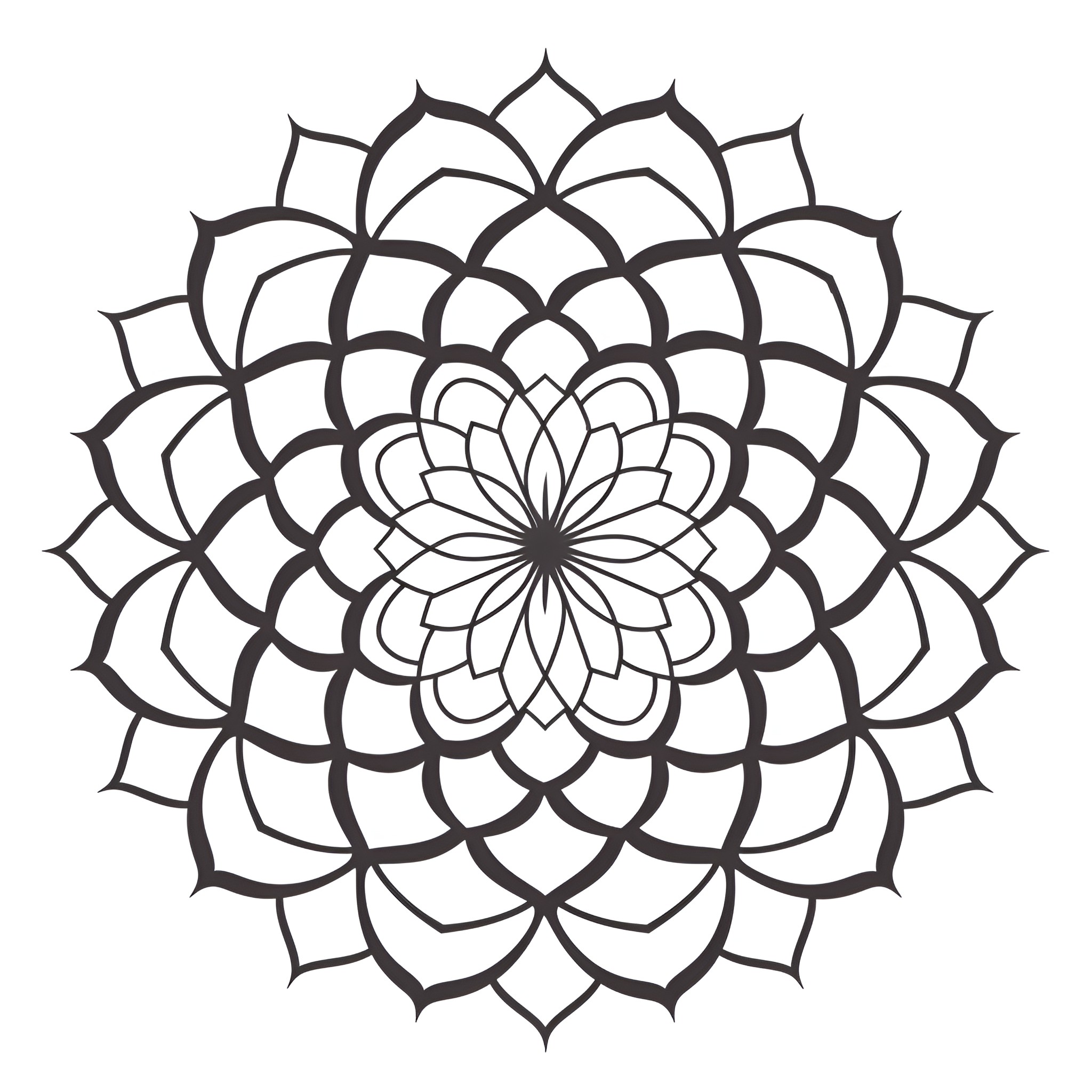 Mandala floral geometric design Drawing Idea (free black-and-white line drawing printable PDF for all, from beginners to advanced learners, including children, teens, adults, and seniors)