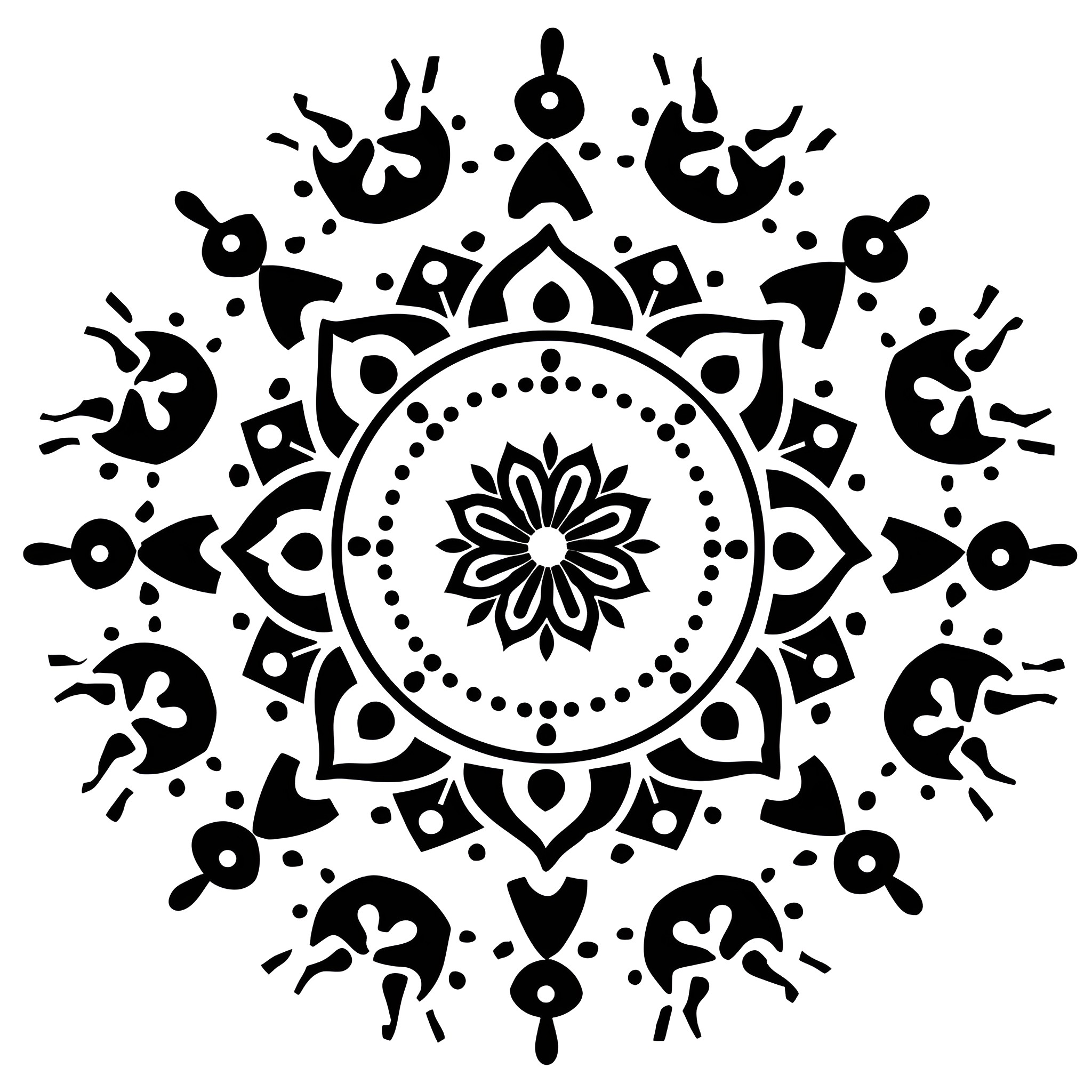 Mandala with intricate patterns and designs Drawing Idea (free black-and-white line drawing printable PDF for all, from beginners to advanced learners, including children, teens, adults, and seniors)
