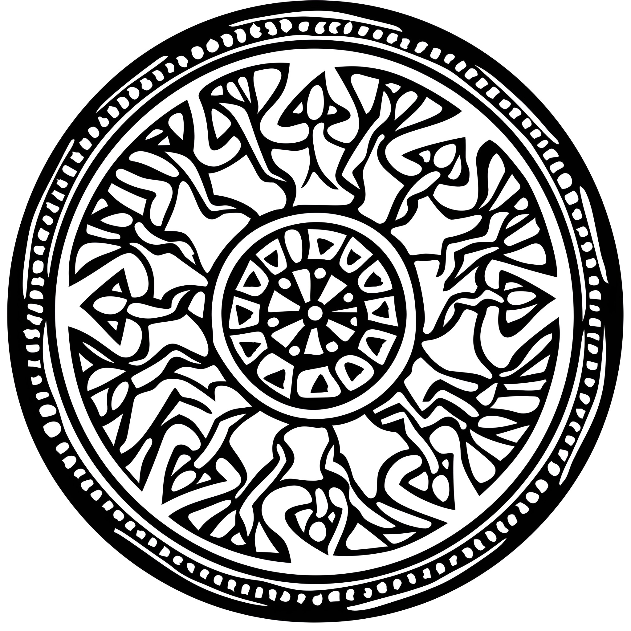 Mandala Detailed Abstract Geometric Design Drawing Idea (free black-and-white line drawing printable PDF for all, from beginners to advanced learners, including children, teens, adults, and seniors)