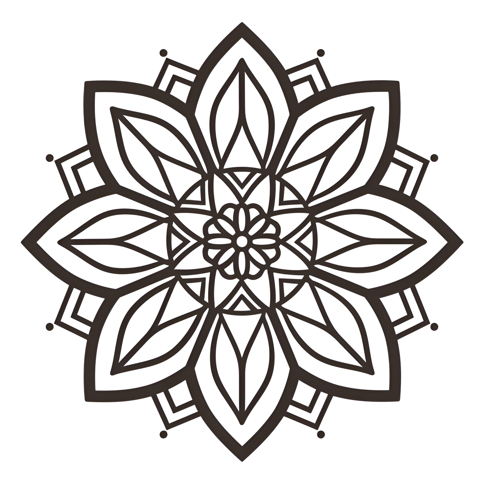 Mandala of intricate floral design Drawing Idea (free black-and-white line drawing printable PDF for all, from beginners to advanced learners, including children, teens, adults, and seniors)