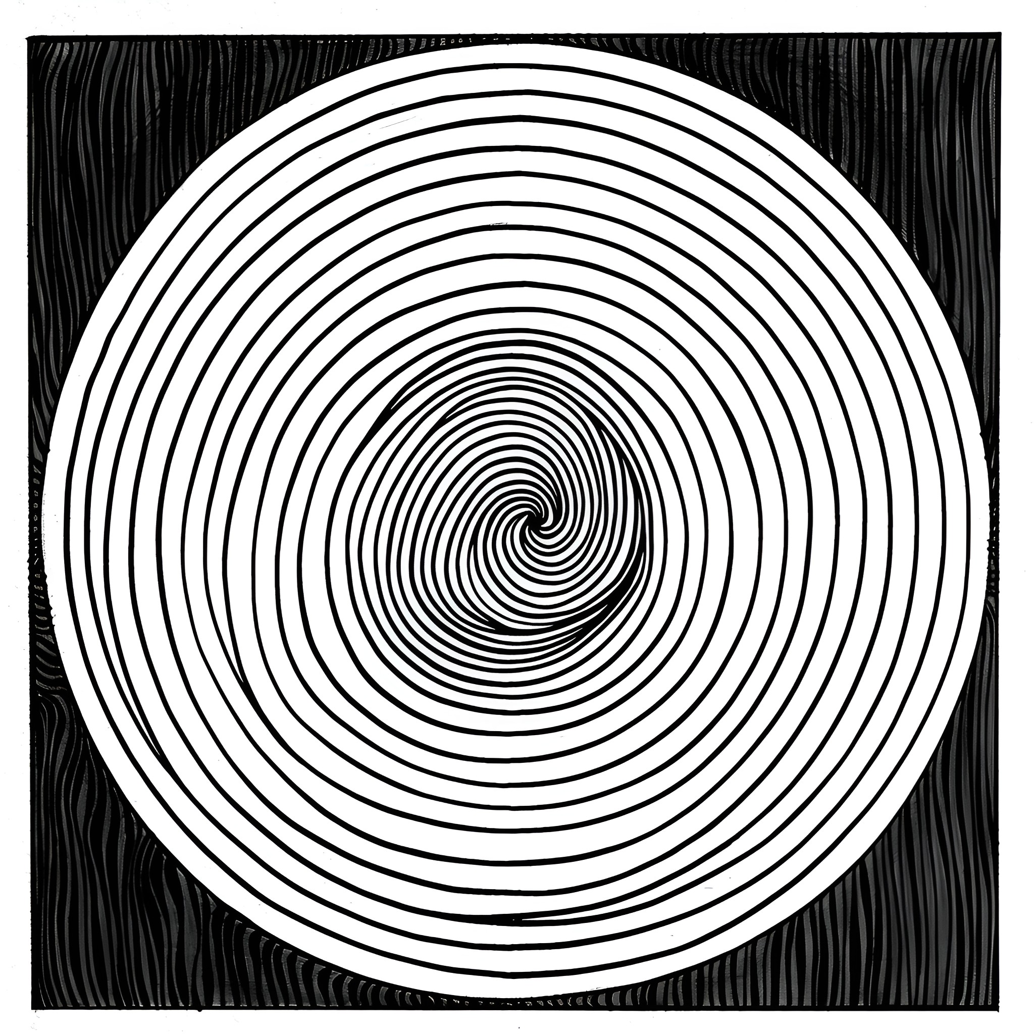 Mandala of Hypnotic Spirals Drawing Idea (free black-and-white line drawing printable PDF for all, from beginners to advanced learners, including children, teens, adults, and seniors)