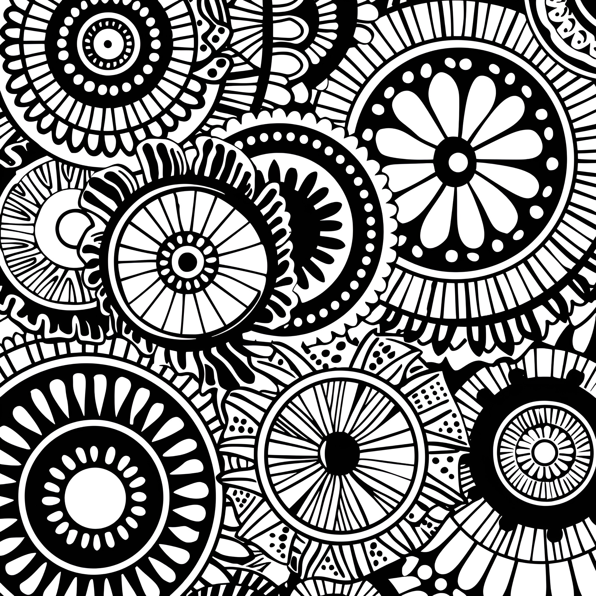 Mandala of Intricate Patterns and Designs Drawing Idea (free black-and-white line drawing printable PDF for all, from beginners to advanced learners, including children, teens, adults, and seniors)