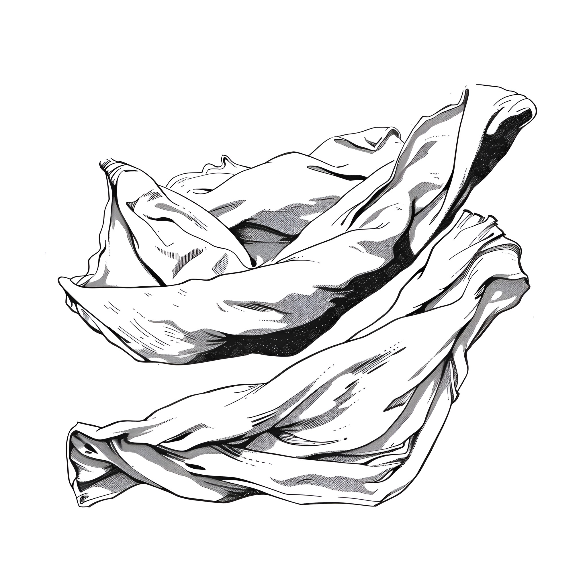 Clothes blowing in the wind Drawing Idea (free black-and-white line drawing printable PDF for all, from beginners to advanced learners, including children, teens, adults, and seniors)