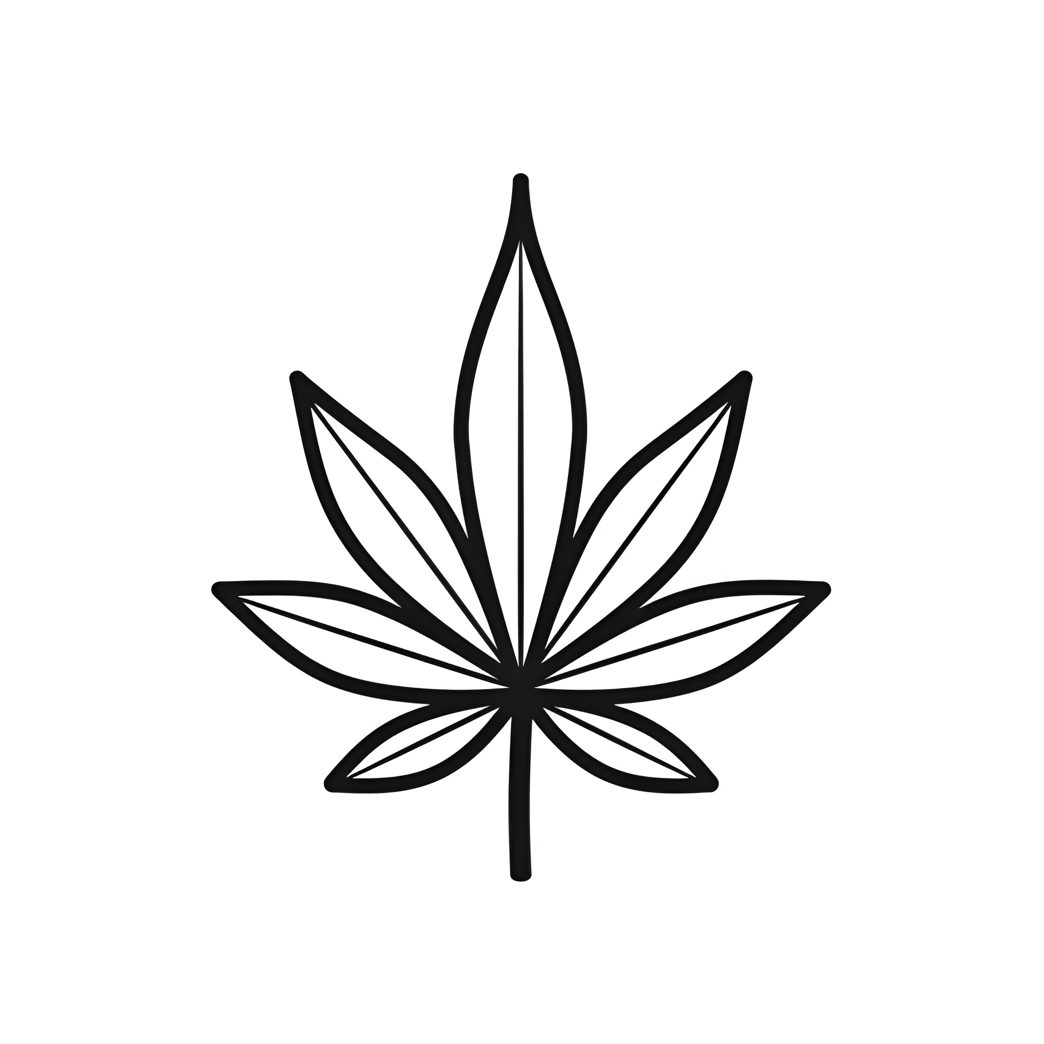 Dope cannabis leaf silhouette Drawing Idea (free black-and-white line drawing printable PDF for all, from beginners to advanced learners, including children, teens, adults, and seniors)