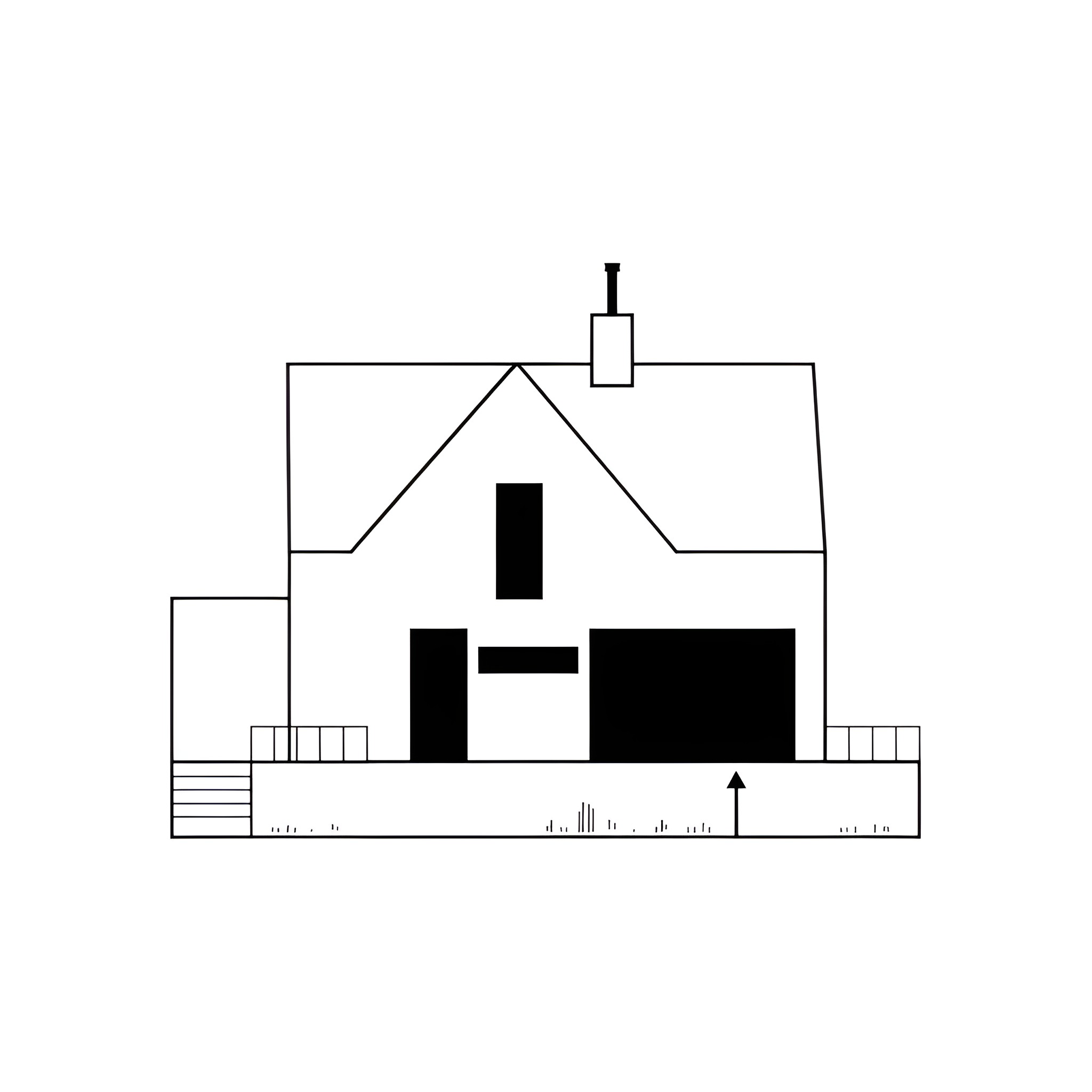 House with abstract architectural design Drawing Idea (free black-and-white line drawing printable PDF for all, from beginners to advanced learners, including children, teens, adults, and seniors)