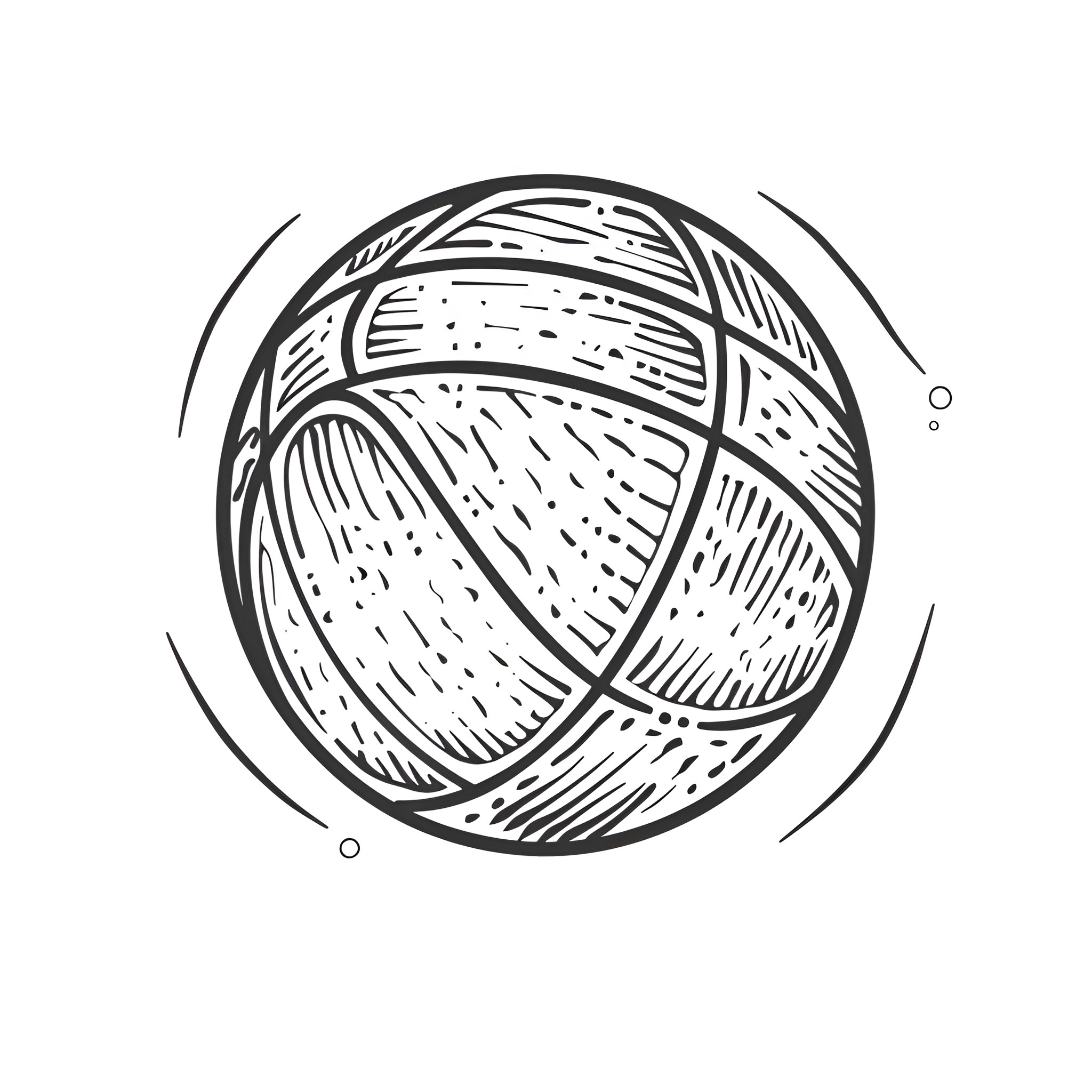 Basketball in motion Drawing Idea (free black-and-white line drawing printable PDF for all, from beginners to advanced learners, including children, teens, adults, and seniors)