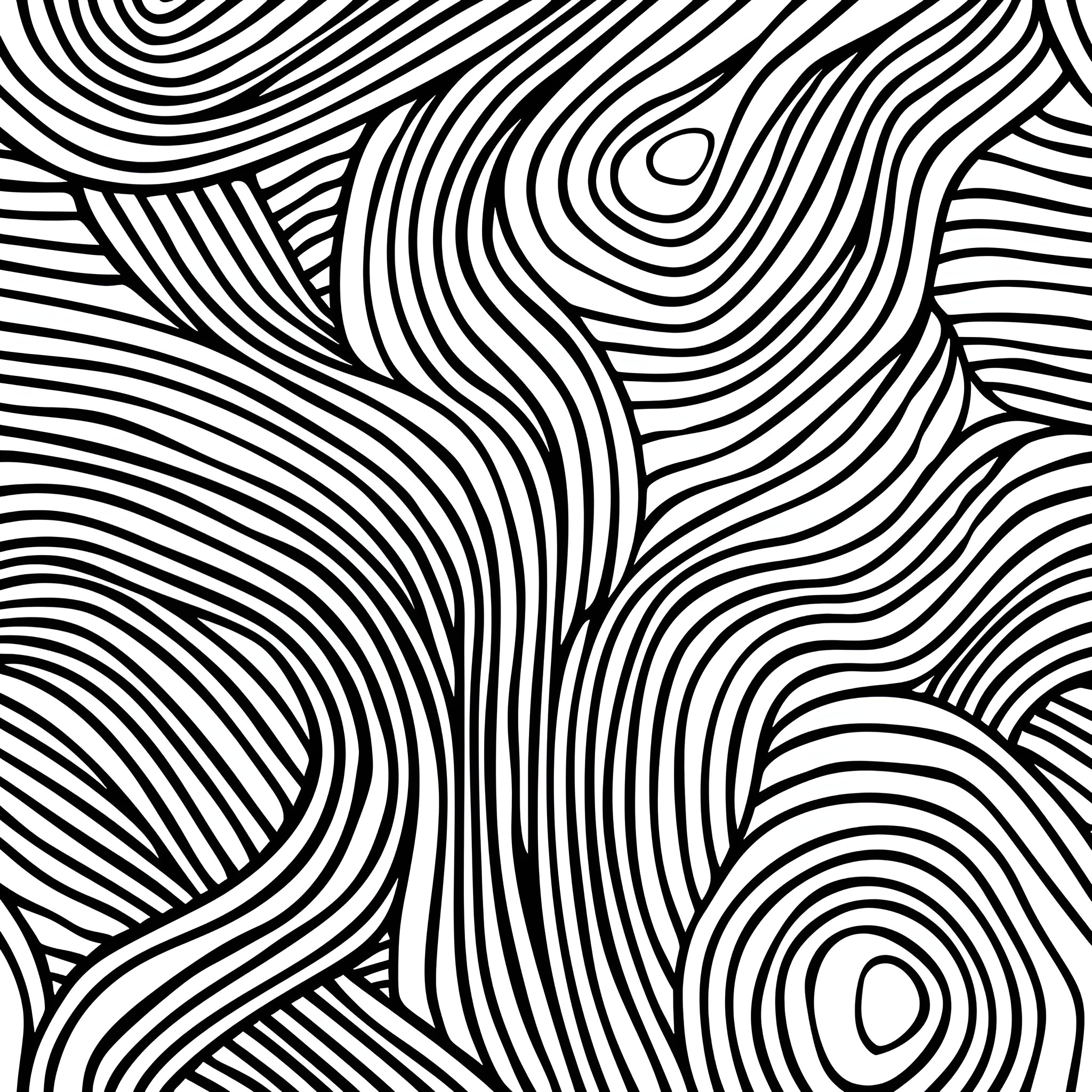 Pattern of Flowing Movements Drawing Idea (free black-and-white line drawing printable PDF for all, from beginners to advanced learners, including children, teens, adults, and seniors)