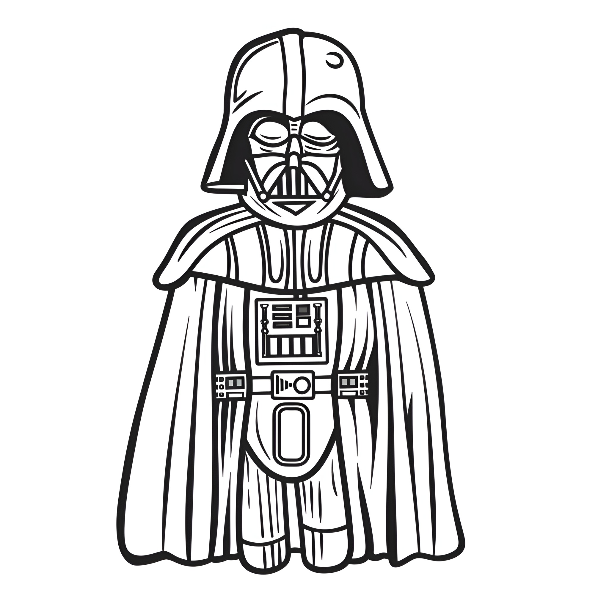 Cute Villain in Iconic Costume Drawing Idea (free black-and-white line drawing printable PDF for all, from beginners to advanced learners, including children, teens, adults, and seniors)