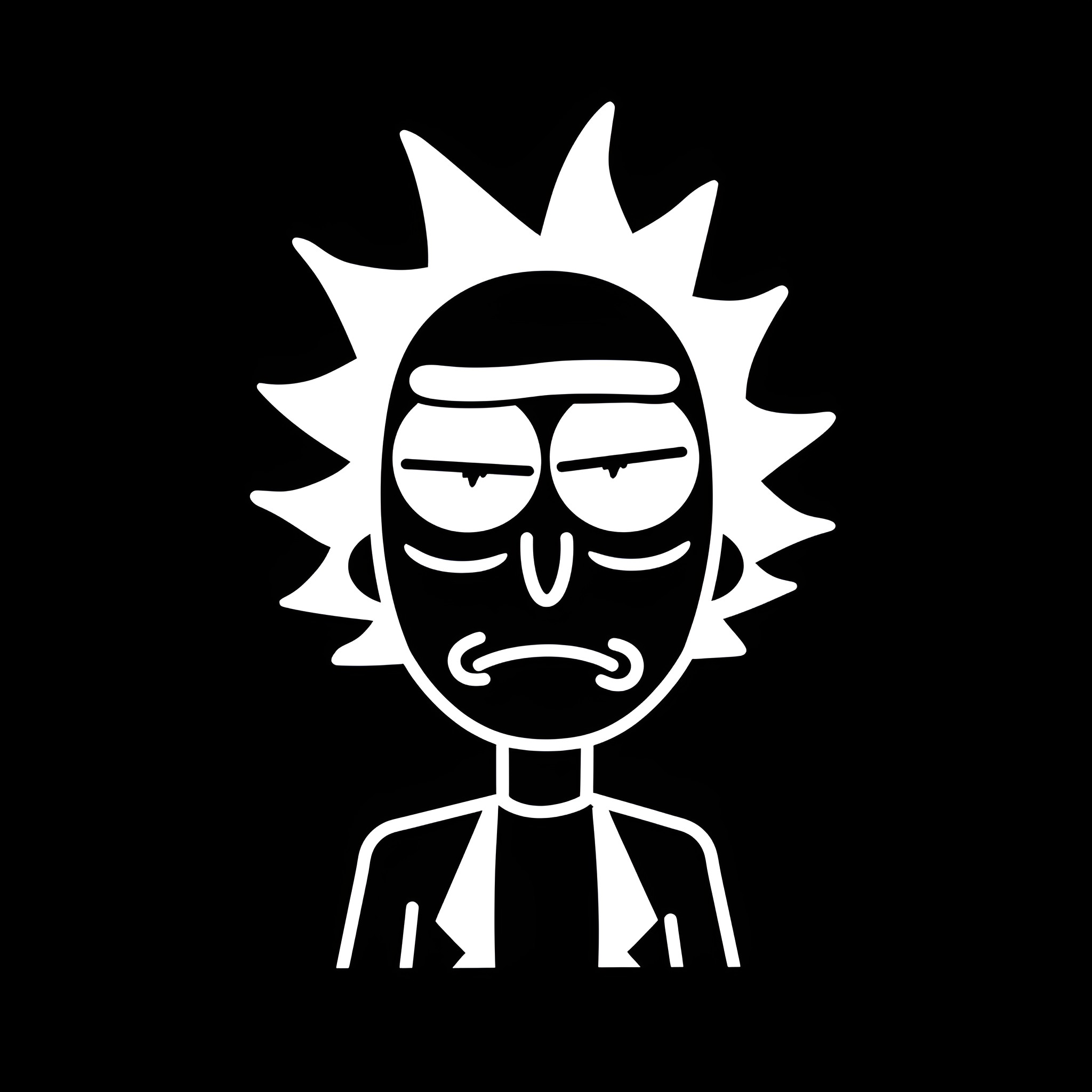 Rick And Morty: Iconic Character Silhouette Drawing Idea (free black-and-white line drawing printable PDF for all, from beginners to advanced learners, including children, teens, adults, and seniors)