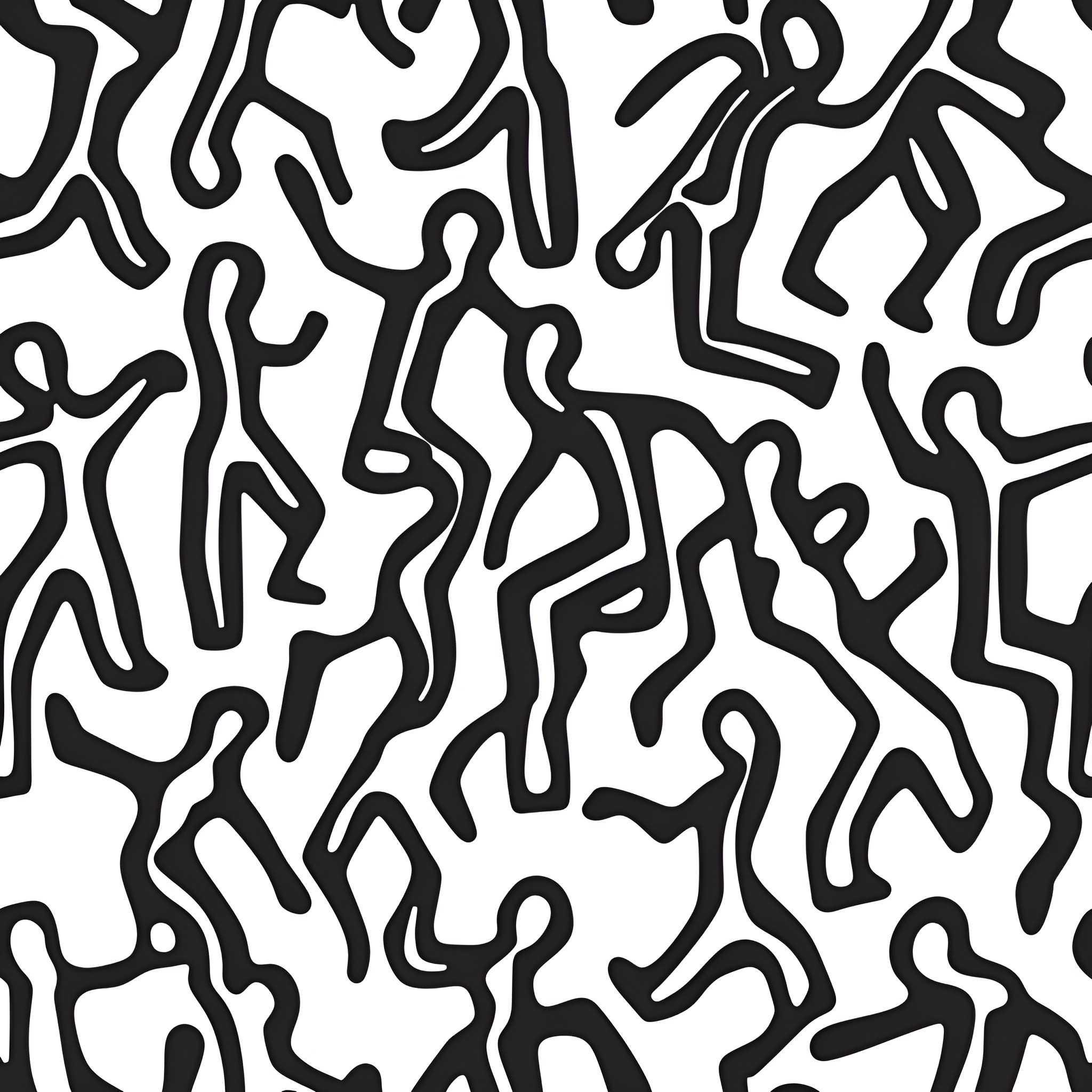 Pattern of abstract figures moving dynamically Drawing Idea (free black-and-white line drawing printable PDF for all, from beginners to advanced learners, including children, teens, adults, and seniors)