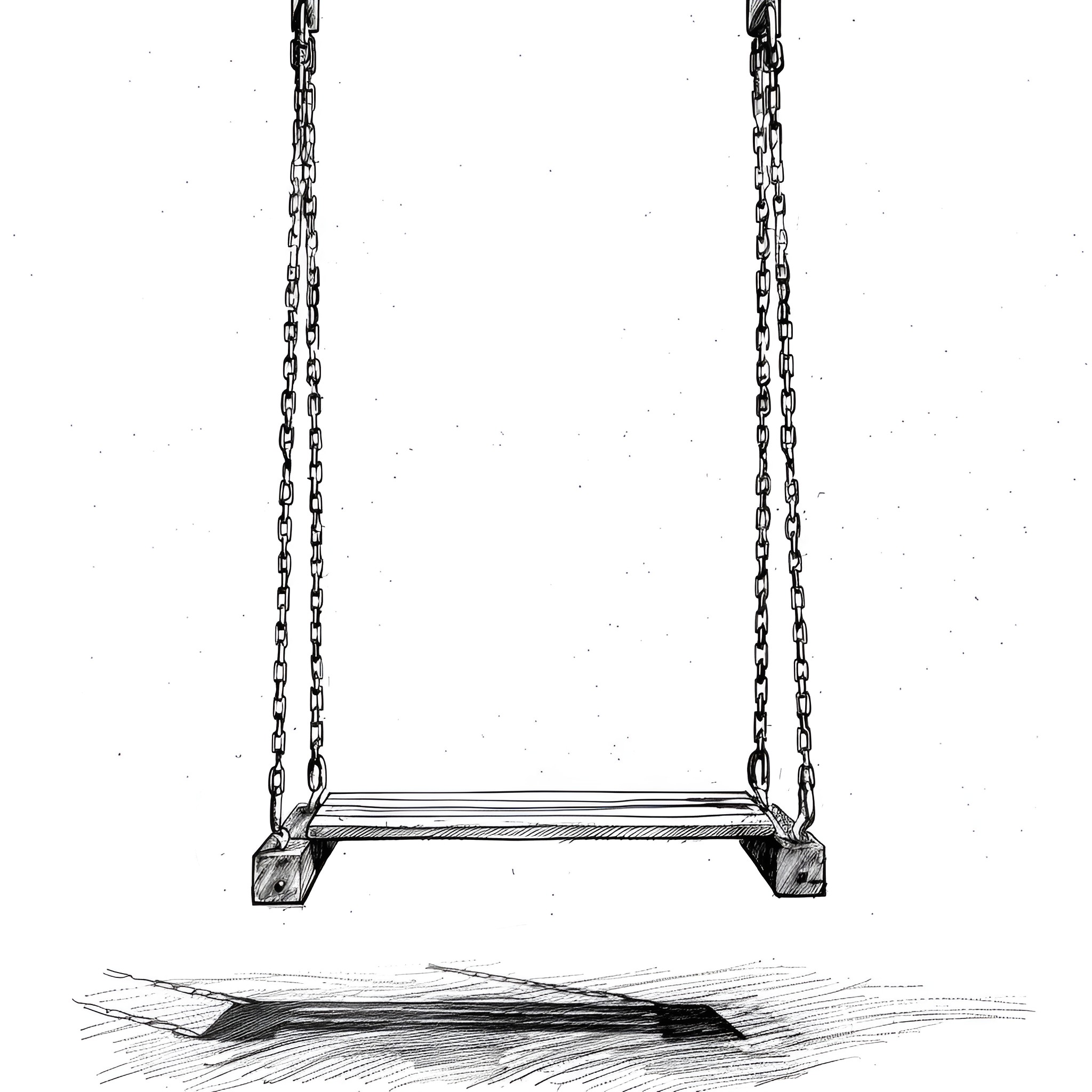 Depression: Empty Swing Set Drawing Idea (free black-and-white line drawing printable PDF for all, from beginners to advanced learners, including children, teens, adults, and seniors)