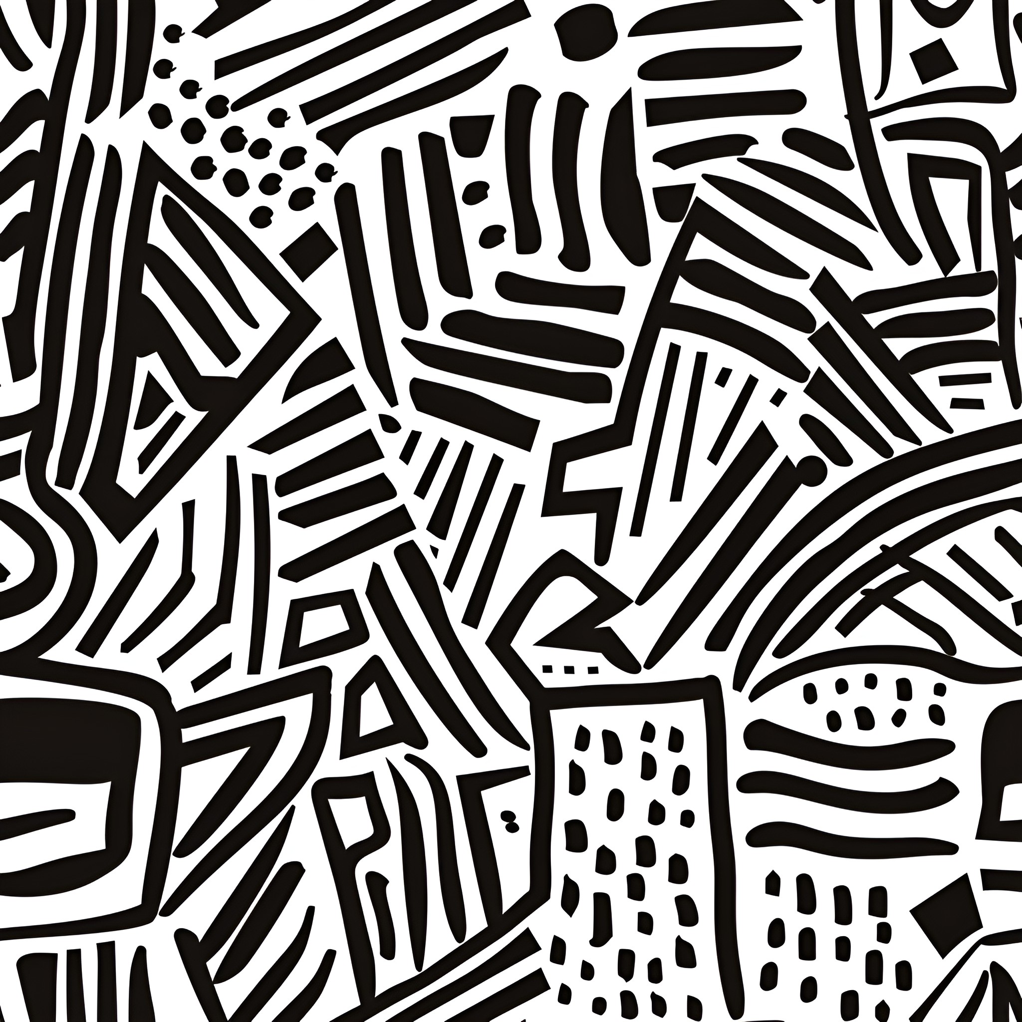 Pattern of Abstract Shapes and Lines Drawing Idea (free black-and-white line drawing printable PDF for all, from beginners to advanced learners, including children, teens, adults, and seniors)