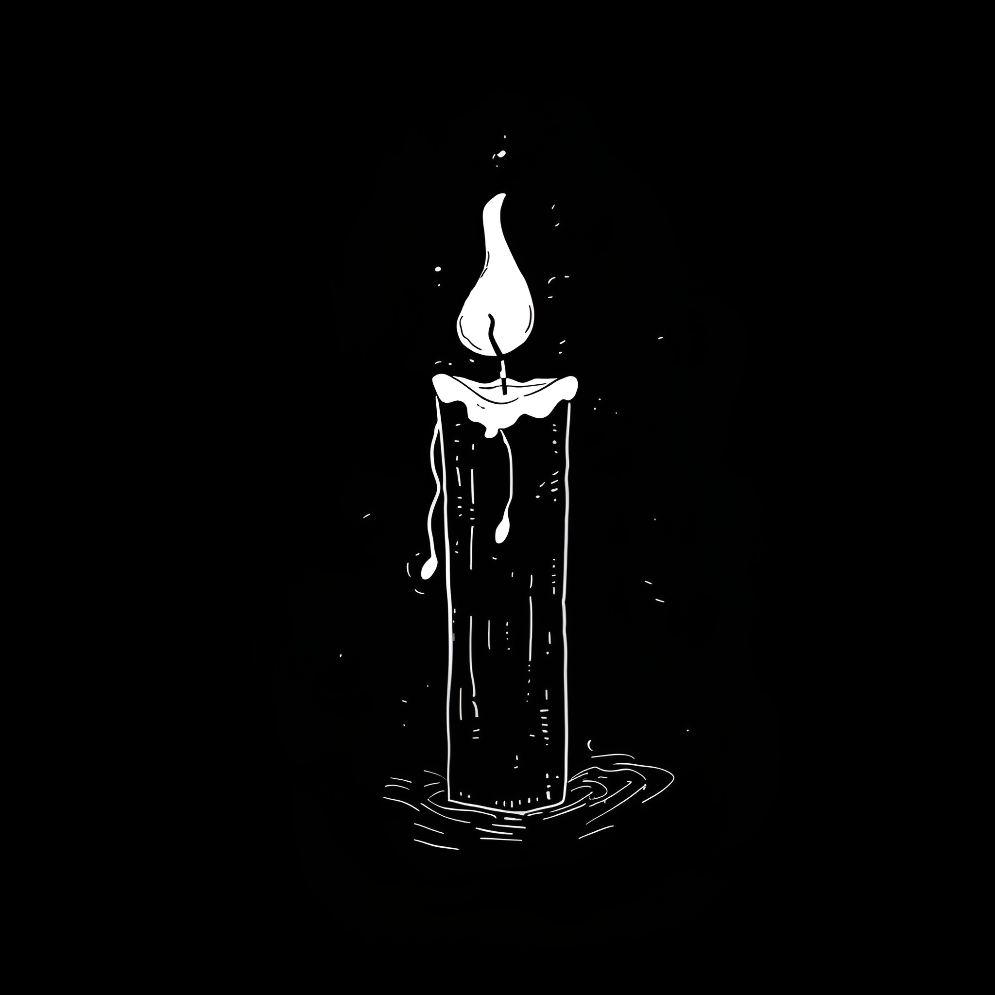 Depression: Melancholic Candle's Flickering Light Drawing Idea (free black-and-white line drawing printable PDF for all, from beginners to advanced learners, including children, teens, adults, and seniors)