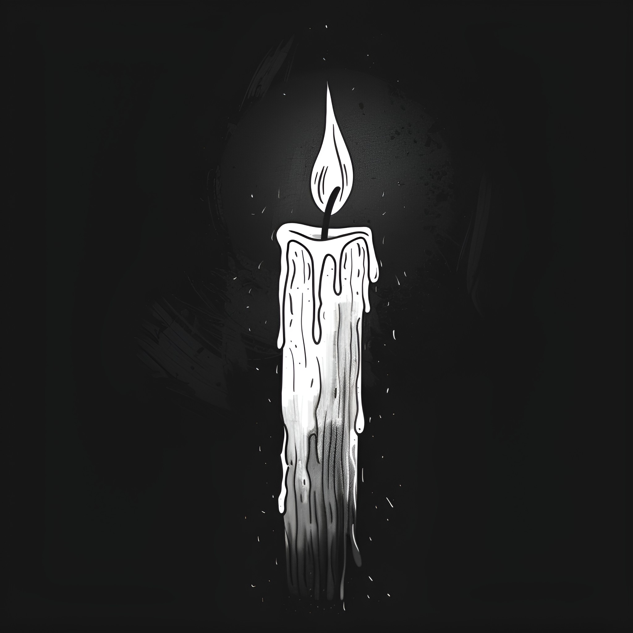 Depression's Solitary Candle Drawing Idea (free black-and-white line drawing printable PDF for all, from beginners to advanced learners, including children, teens, adults, and seniors)