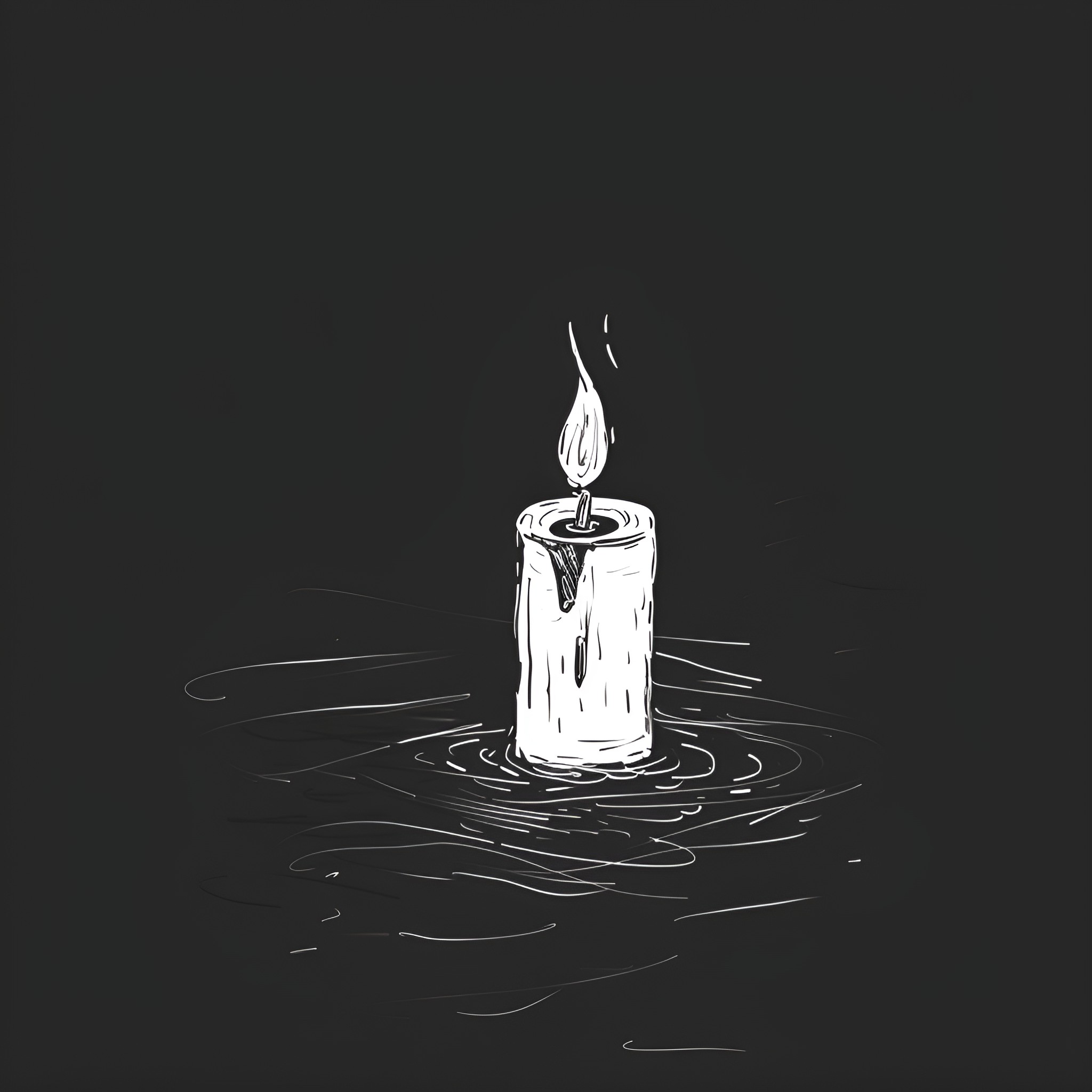 Depression: A Solitary Flame in the Darkness Drawing Idea (free black-and-white line drawing printable PDF for all, from beginners to advanced learners, including children, teens, adults, and seniors)
