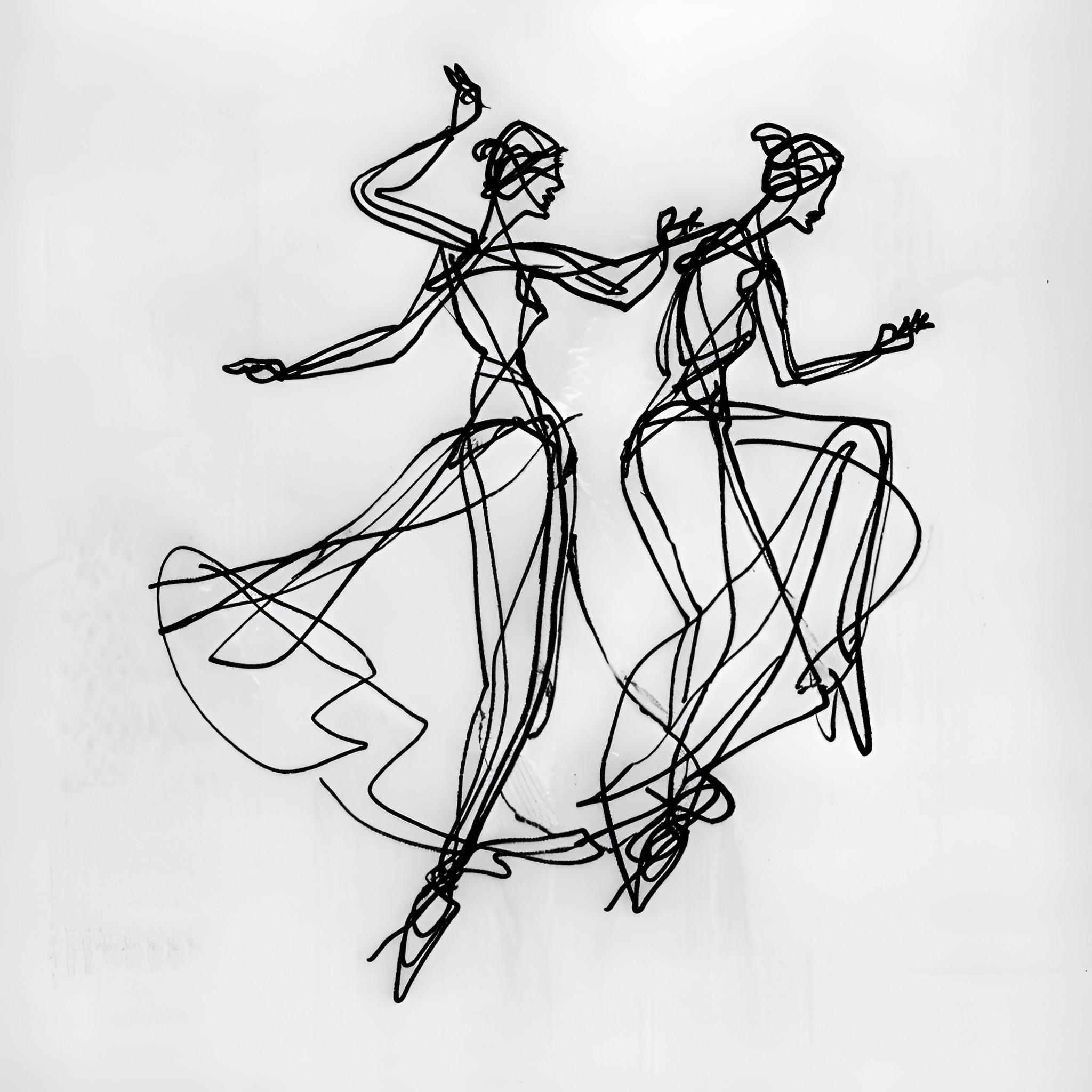Creative dancers in movement Drawing Idea (free black-and-white line drawing printable PDF for all, from beginners to advanced learners, including children, teens, adults, and seniors)
