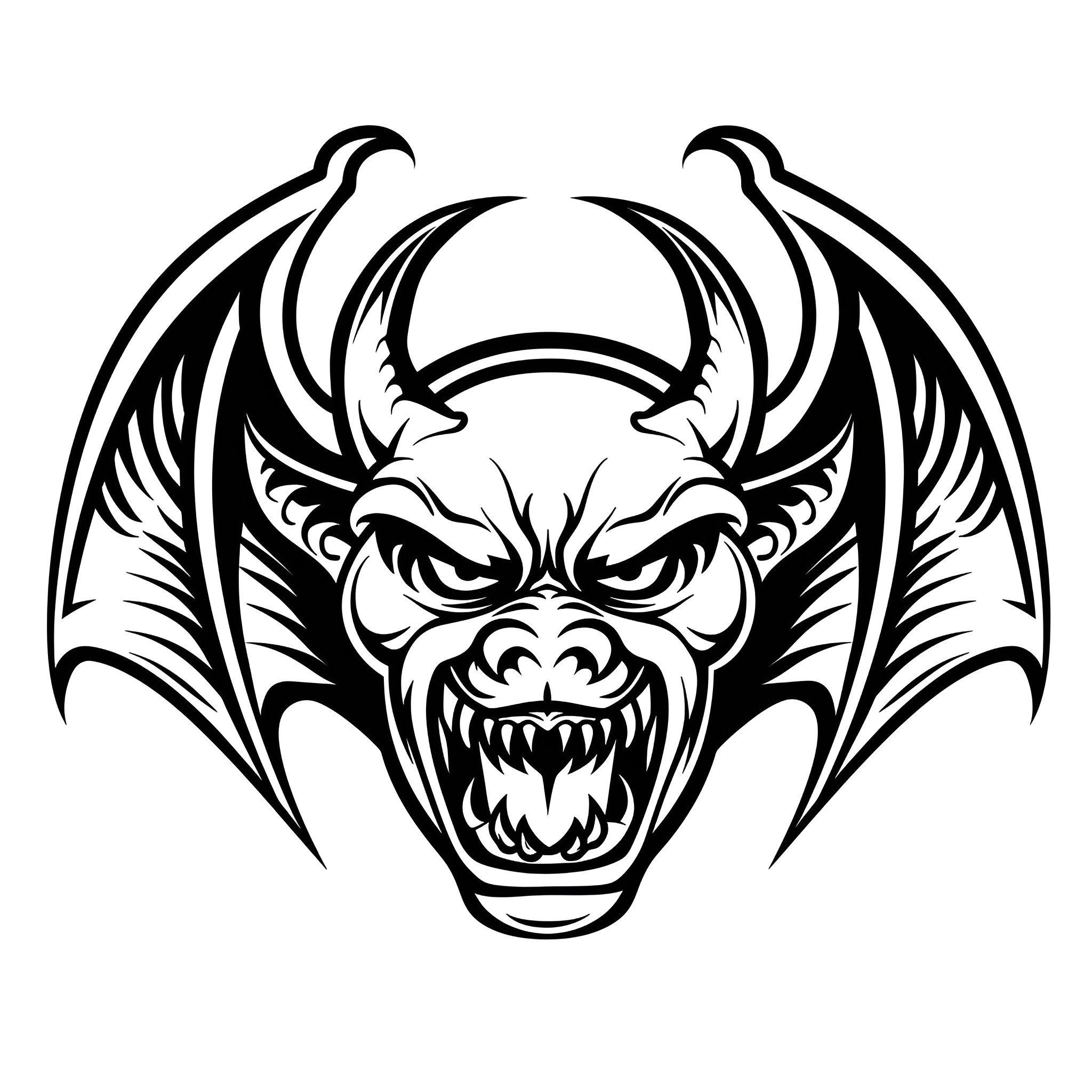 Gothic Demonic Bat-Like Creature Drawing Idea (free black-and-white line drawing printable PDF for all, from beginners to advanced learners, including children, teens, adults, and seniors)