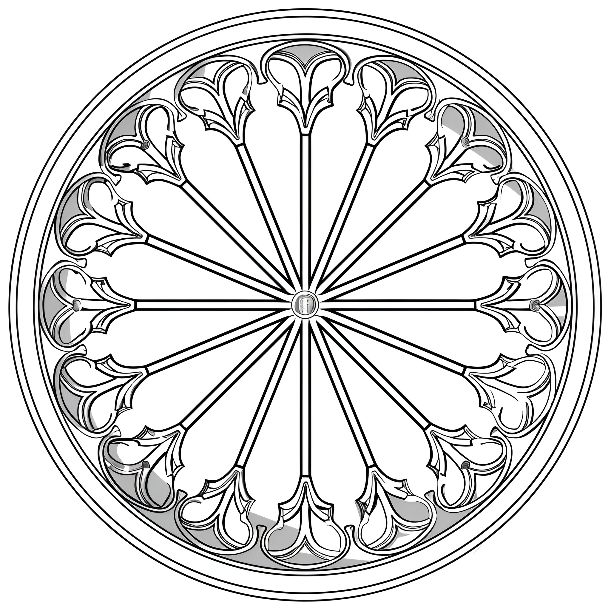 Gothic Ornate Circular Design Drawing Idea (free black-and-white line drawing printable PDF for all, from beginners to advanced learners, including children, teens, adults, and seniors)