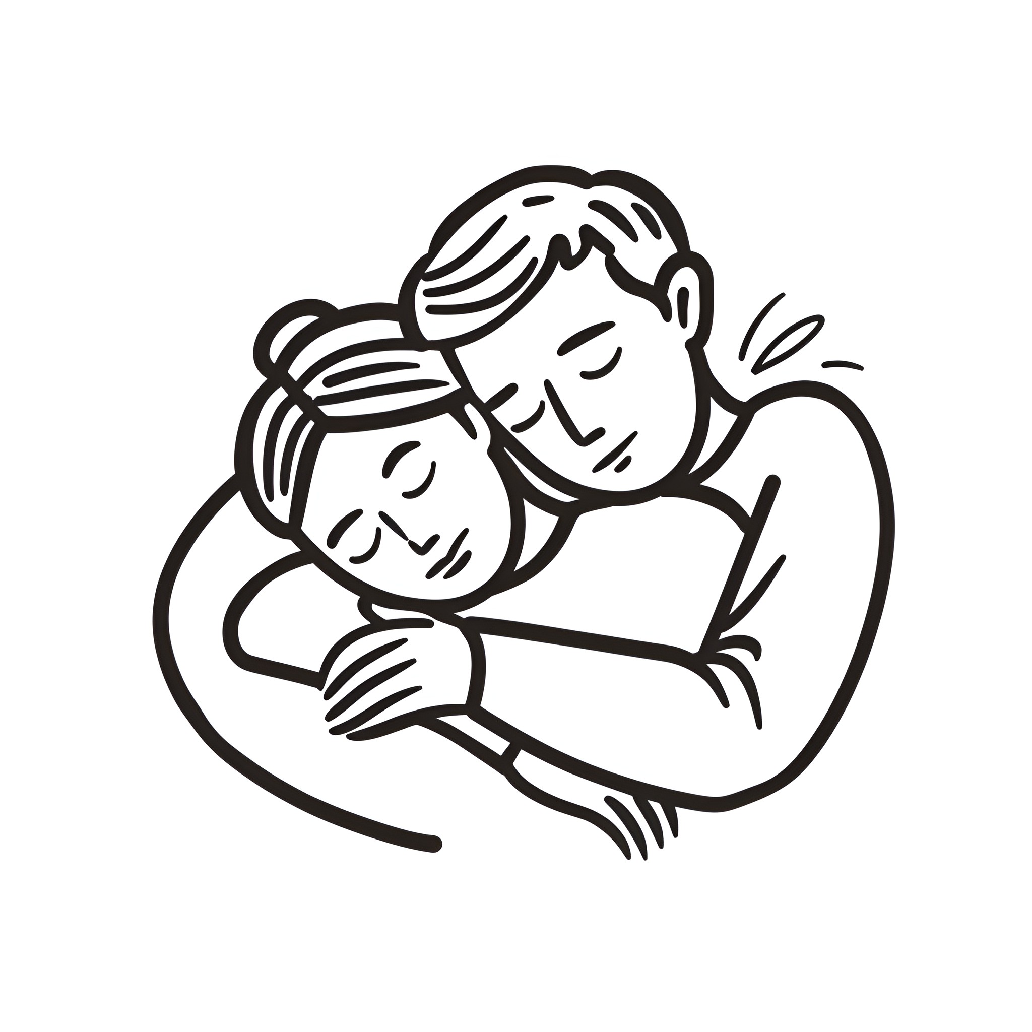 Couple embracing affectionately Drawing Idea (free black-and-white line drawing printable PDF for all, from beginners to advanced learners, including children, teens, adults, and seniors)
