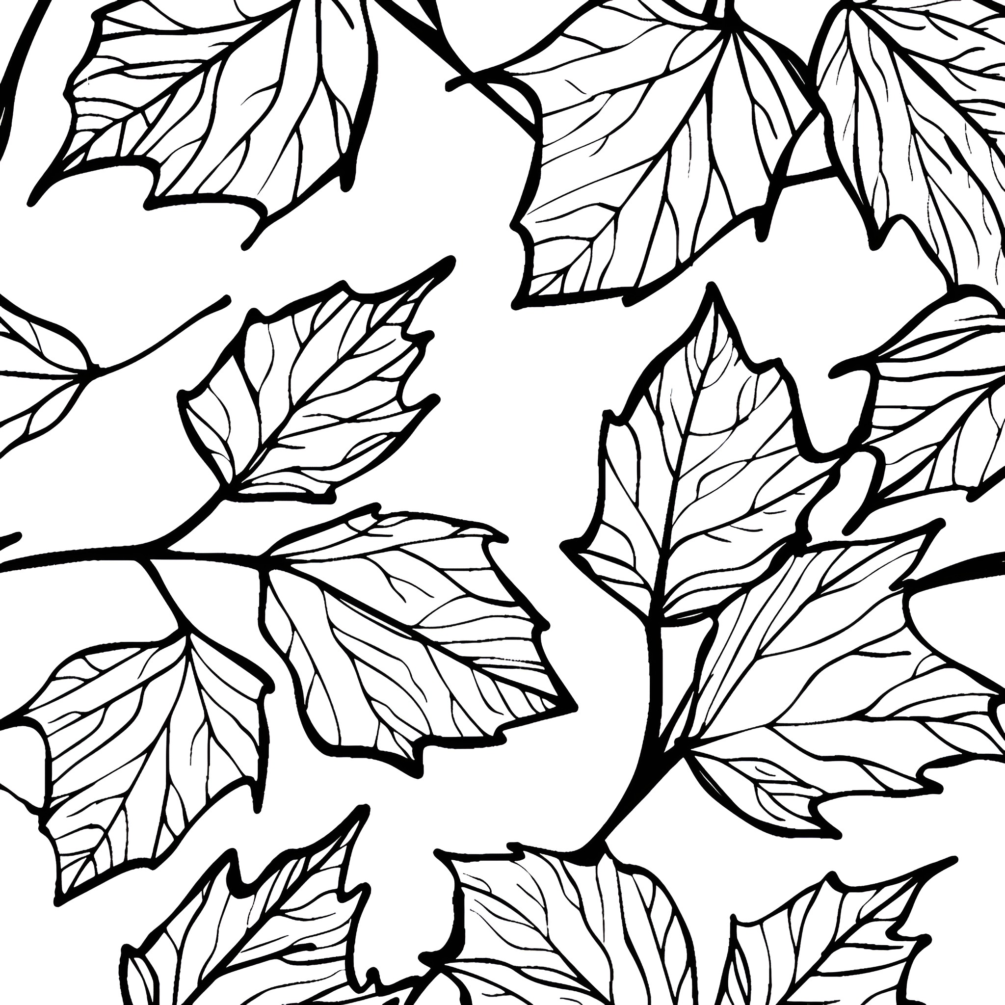 Nature's Silhouette - Autumn Leaves in Motion Drawing Idea (free black-and-white line drawing printable PDF for all, from beginners to advanced learners, including children, teens, adults, and seniors)