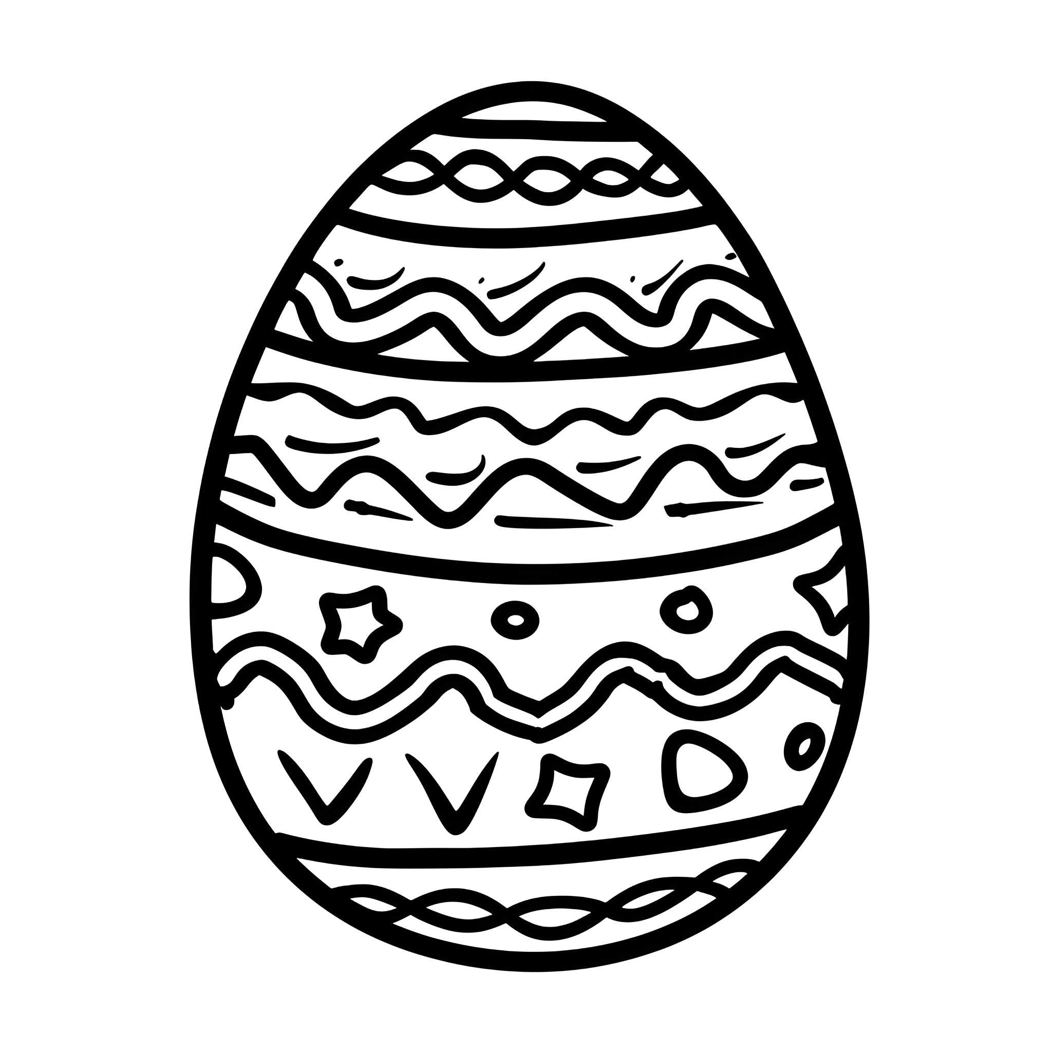Easter egg with decorative patterns Drawing Idea (free black-and-white line drawing printable PDF for all, from beginners to advanced learners, including children, teens, adults, and seniors)