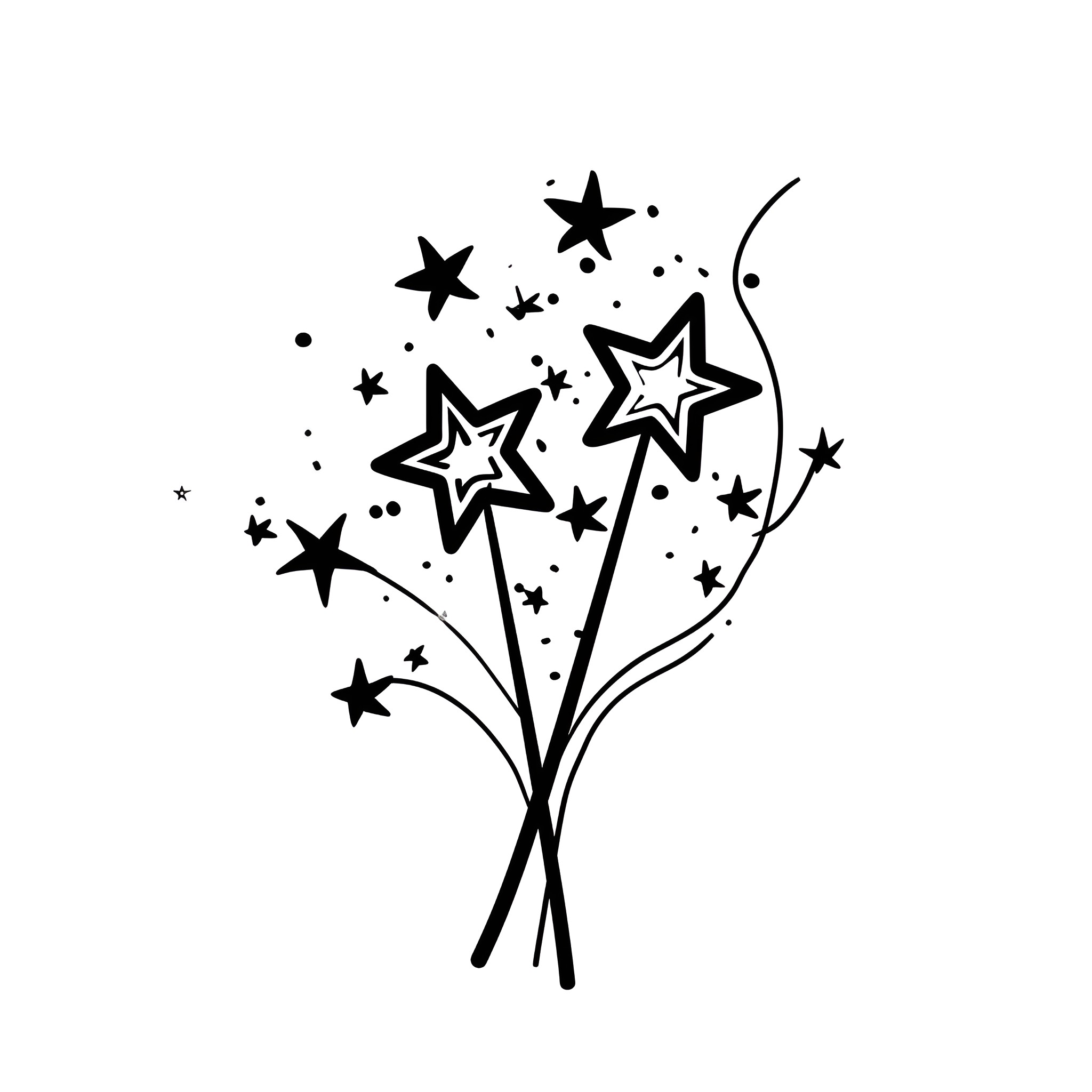 Birthday Card with Celebratory Sparkles Drawing Idea (free black-and-white line drawing printable PDF for all, from beginners to advanced learners, including children, teens, adults, and seniors)