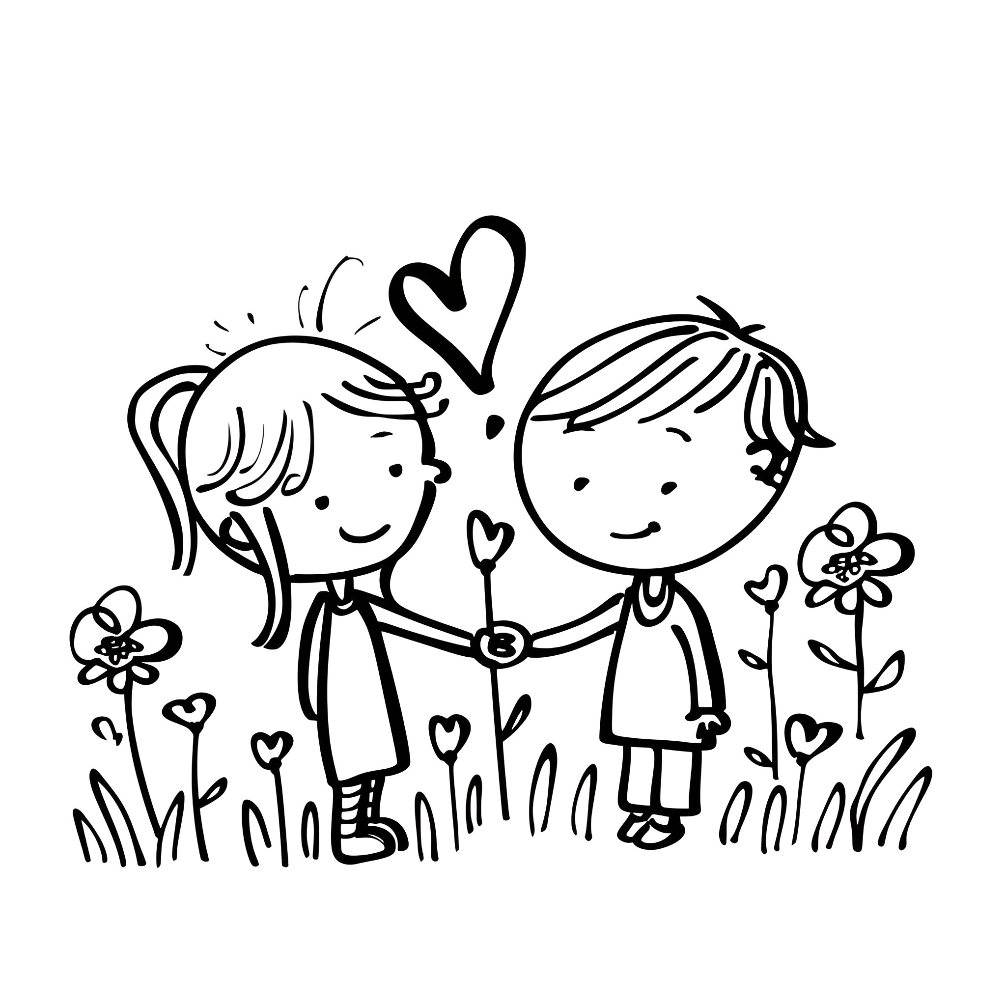 I Love You and Your Sweet Embrace Drawing Idea (free black-and-white line drawing printable PDF for all, from beginners to advanced learners, including children, teens, adults, and seniors)