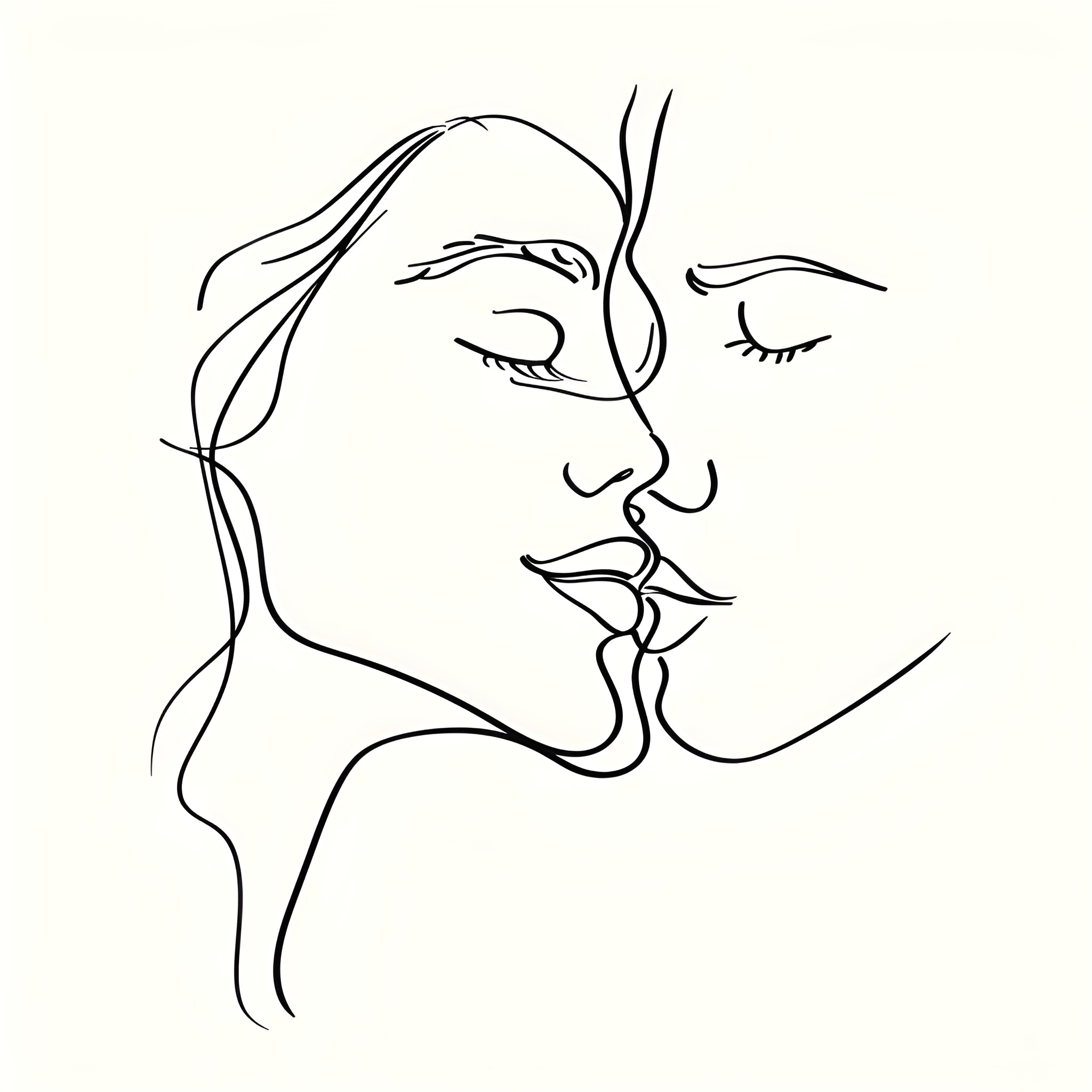 I Love You in a Tender Embrace Drawing Idea (free black-and-white line drawing printable PDF for all, from beginners to advanced learners, including children, teens, adults, and seniors)