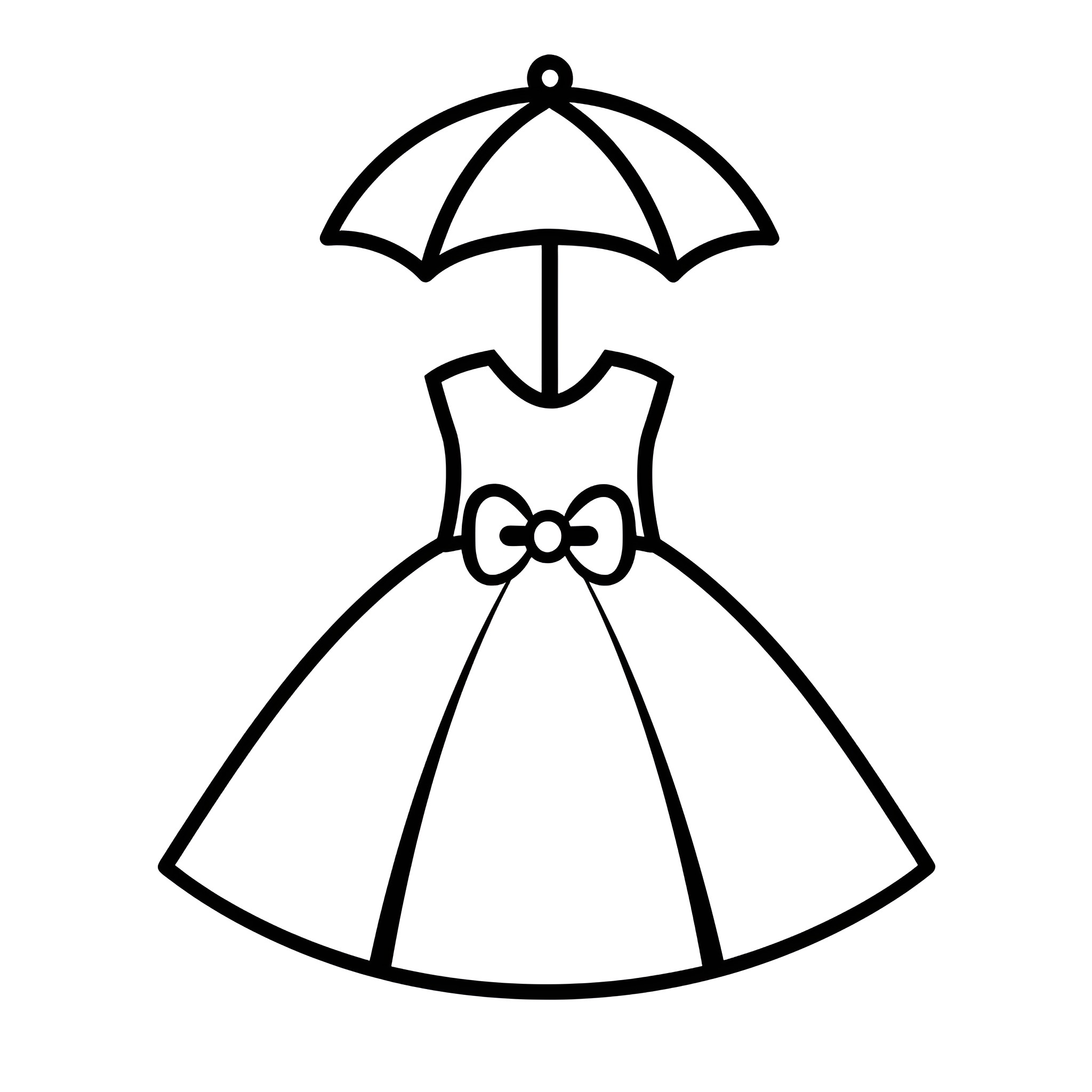 Dress with umbrella accessories Drawing Idea (free black-and-white line drawing printable PDF for all, from beginners to advanced learners, including children, teens, adults, and seniors)