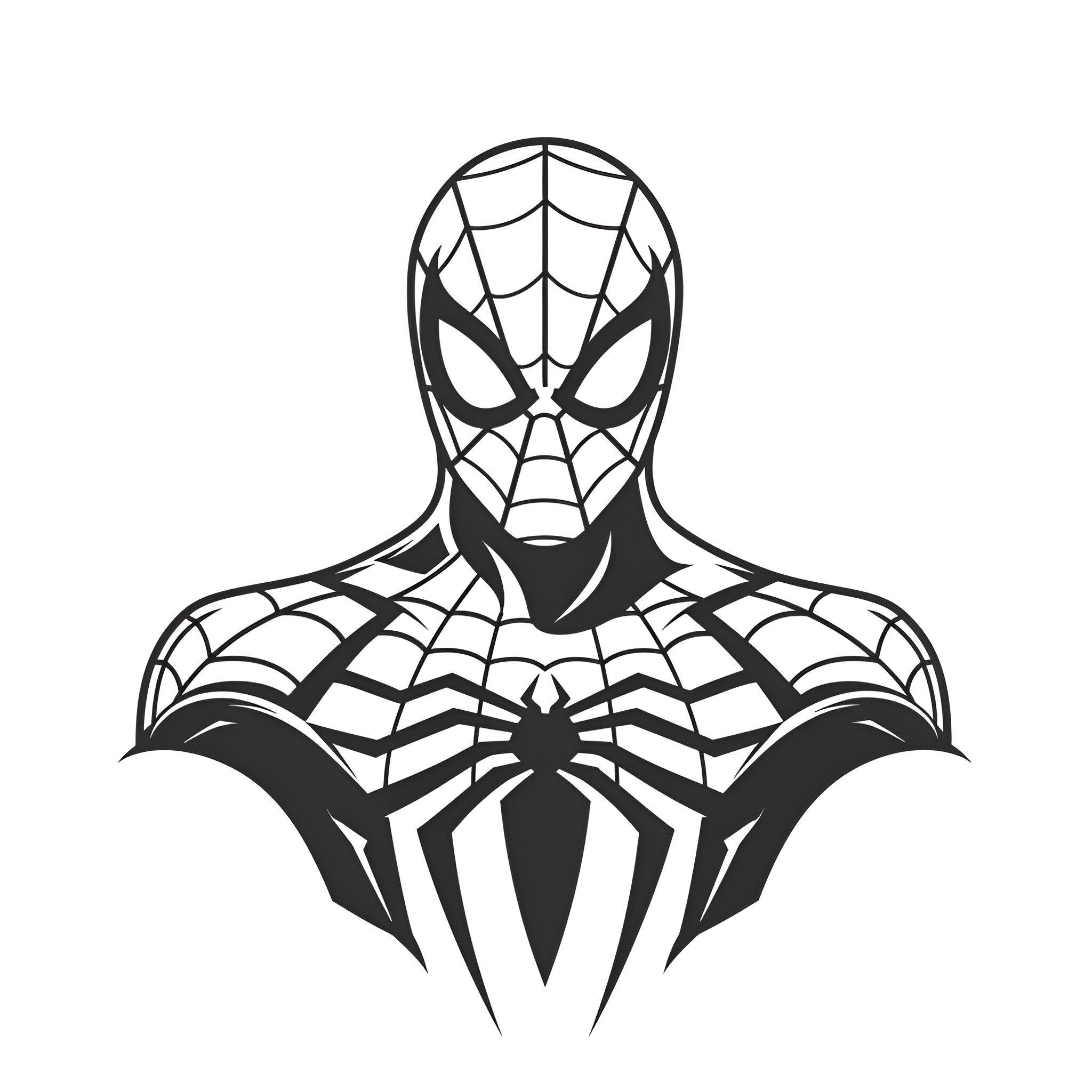 Spider-Man heroically posed in costume Drawing Idea (free black-and-white line drawing printable PDF for all, from beginners to advanced learners, including children, teens, adults, and seniors)