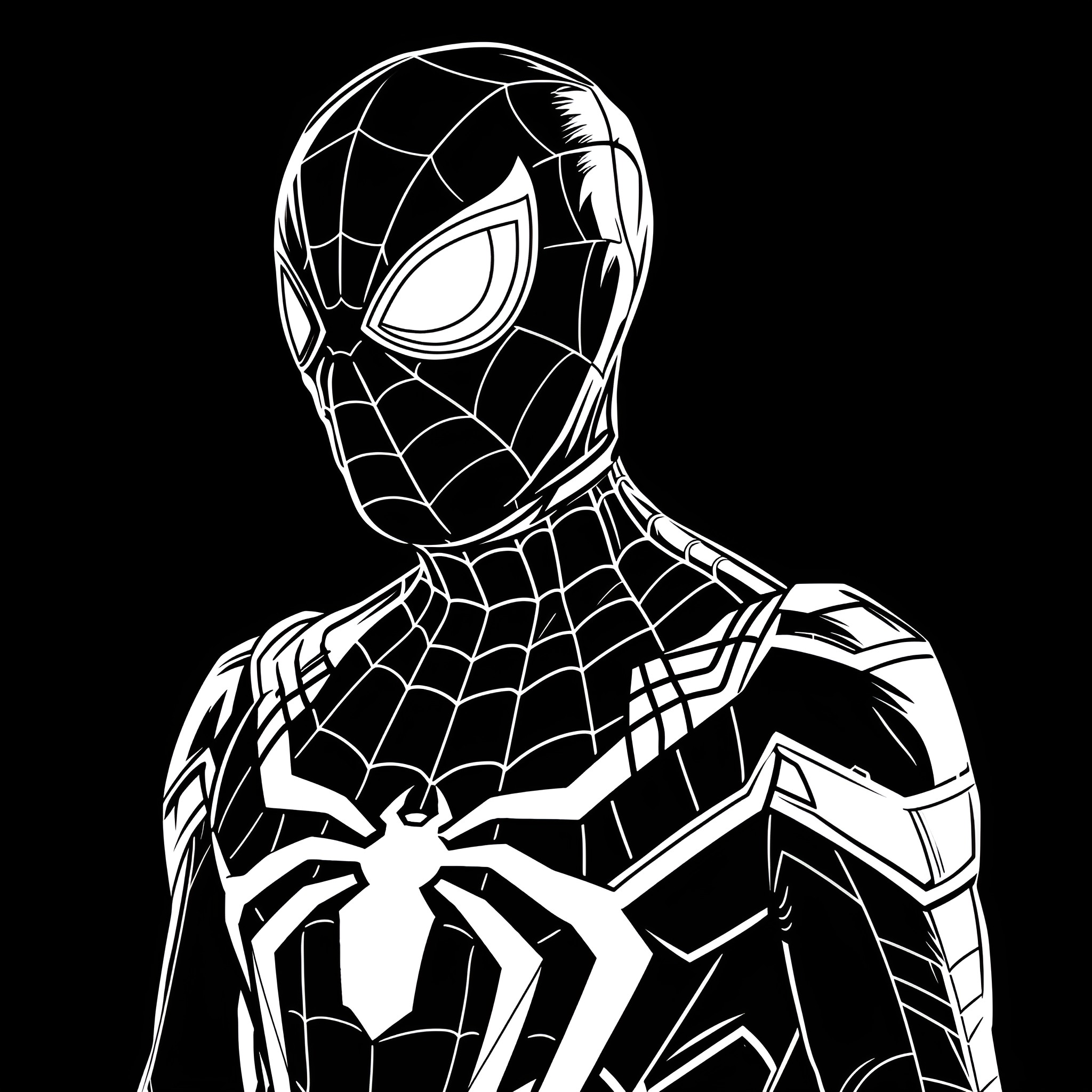 Spider-Man in heroic pose Drawing Idea (free black-and-white line drawing printable PDF for all, from beginners to advanced learners, including children, teens, adults, and seniors)