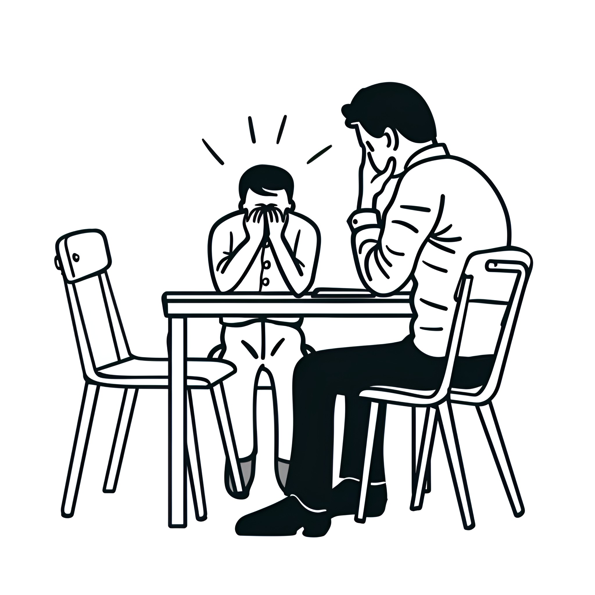 Anxiety: Distressed Figures Expressing Concern Drawing Idea (free black-and-white line drawing printable PDF for all, from beginners to advanced learners, including children, teens, adults, and seniors)