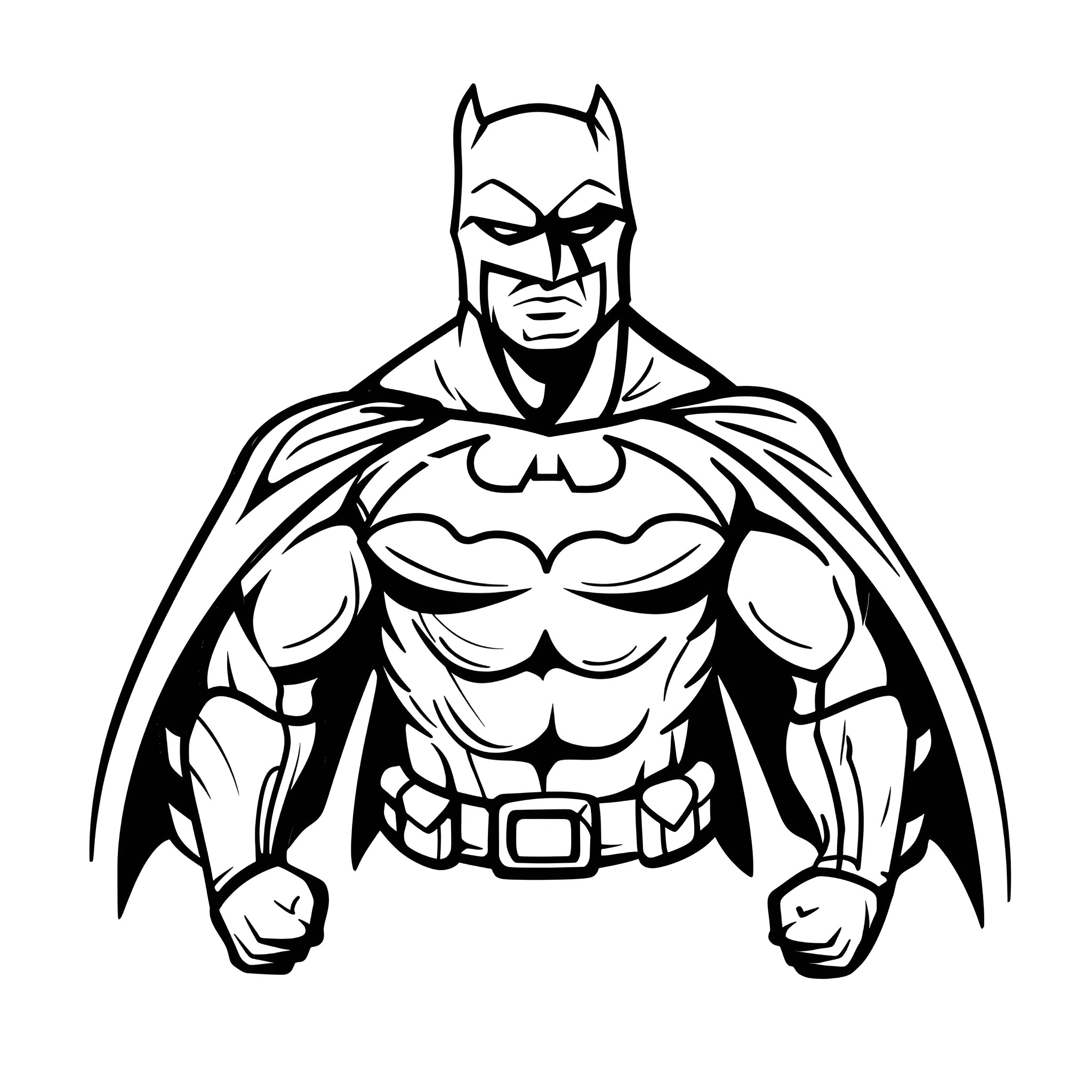 Superhero in Iconic Pose Drawing Idea (free black-and-white line drawing printable PDF for all, from beginners to advanced learners, including children, teens, adults, and seniors)