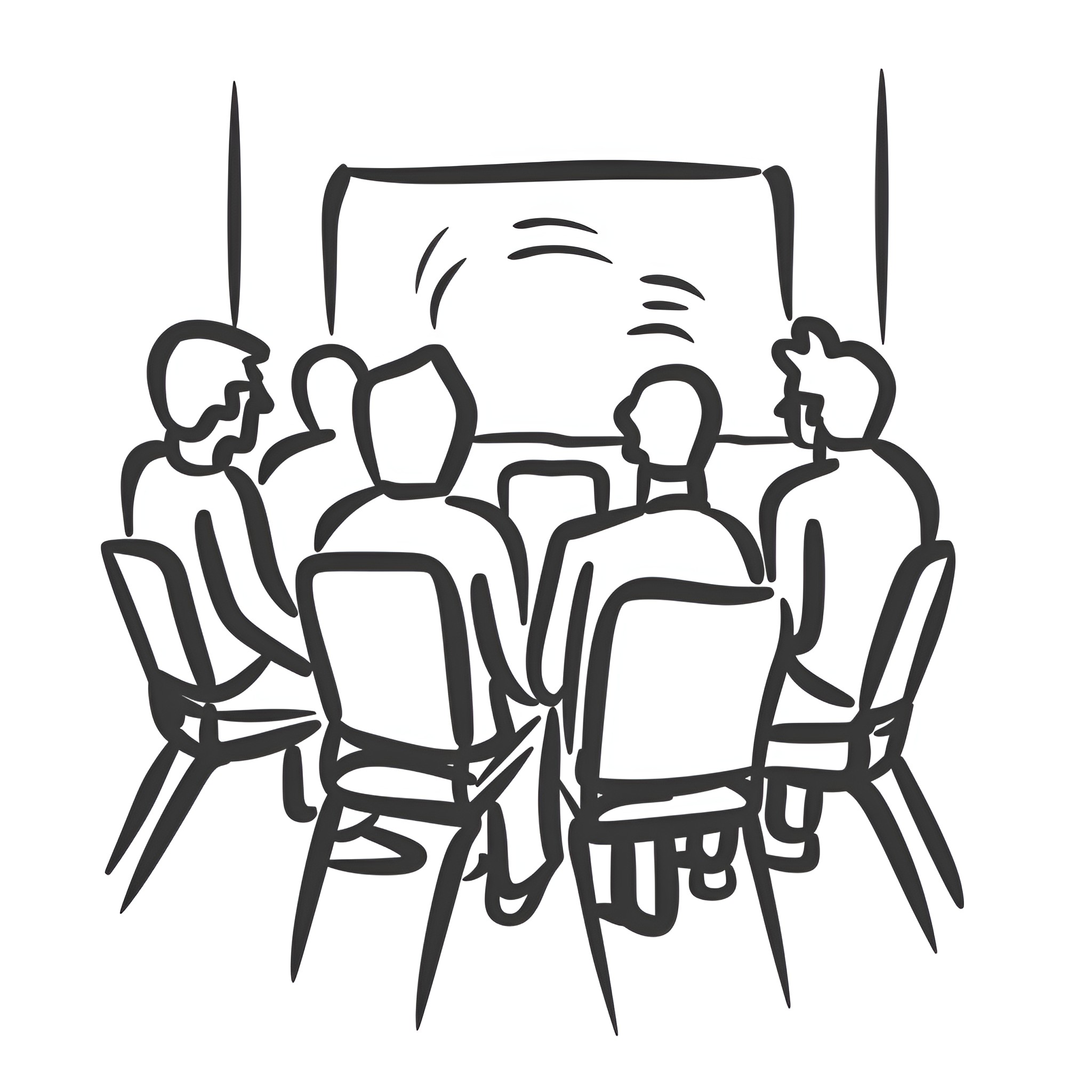 Mental Health group discussion and therapy Drawing Idea (free black-and-white line drawing printable PDF for all, from beginners to advanced learners, including children, teens, adults, and seniors)