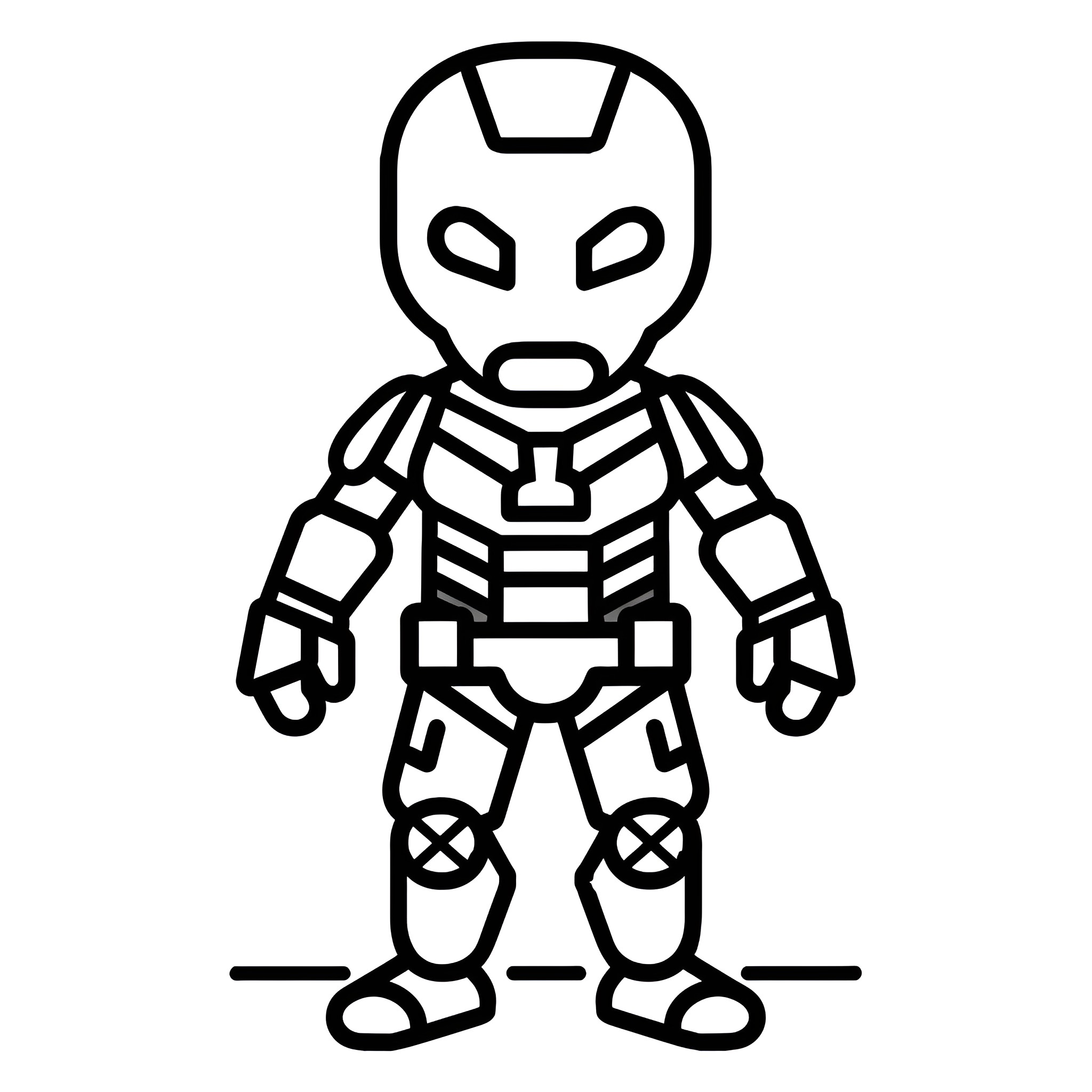 Superhero cartoon figure in robotic outfit Drawing Idea (free black-and-white line drawing printable PDF for all, from beginners to advanced learners, including children, teens, adults, and seniors)