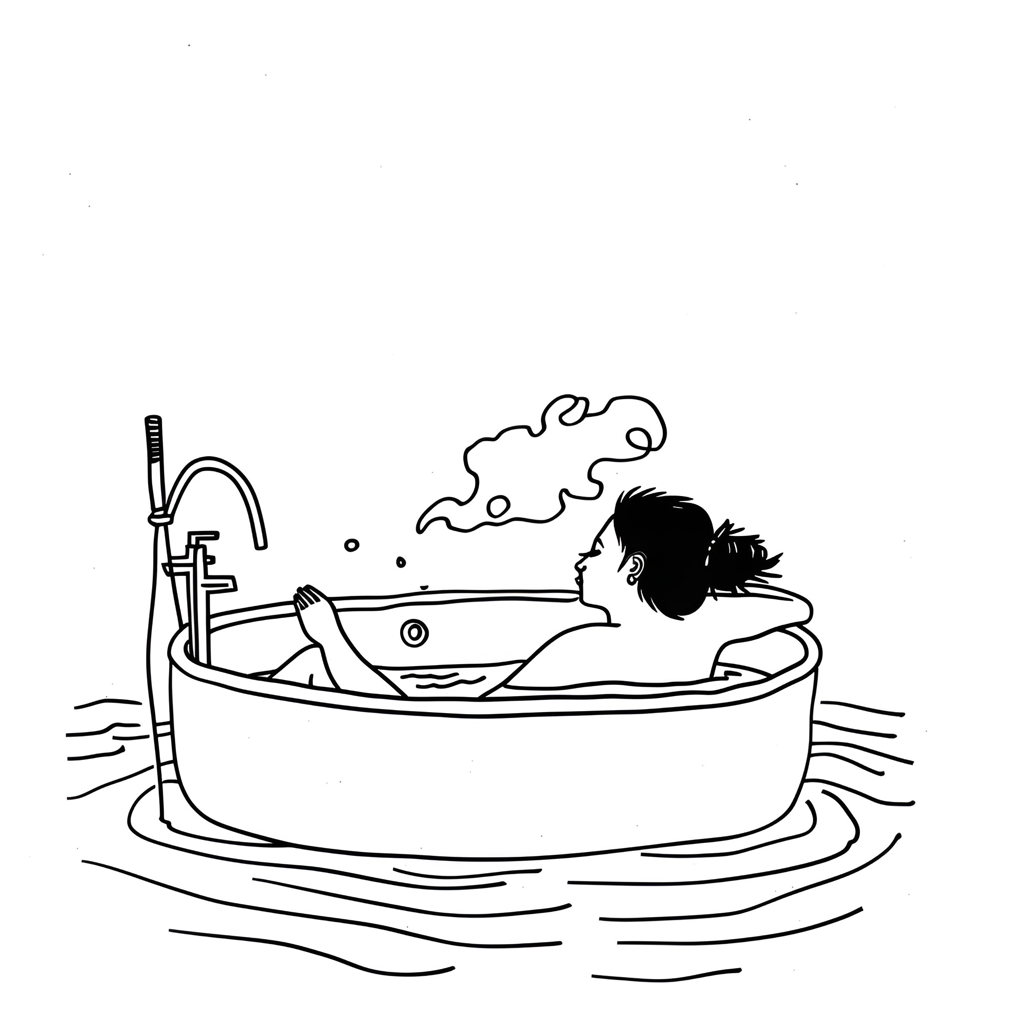 Mental Health Self-Care Relaxation Drawing Idea (free black-and-white line drawing printable PDF for all, from beginners to advanced learners, including children, teens, adults, and seniors)