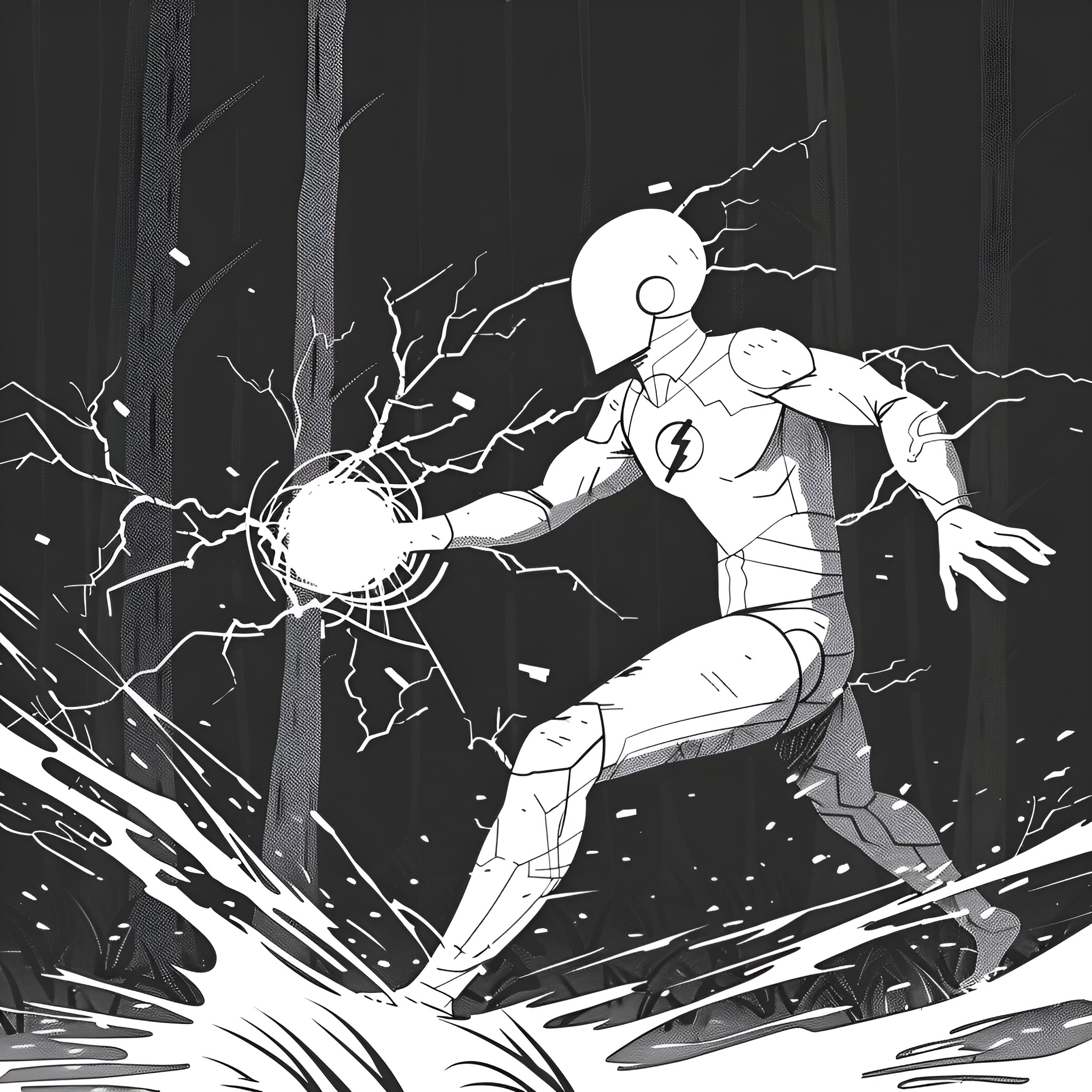 Superhero unleashing powerful energy blast Drawing Idea (free black-and-white line drawing printable PDF for all, from beginners to advanced learners, including children, teens, adults, and seniors)