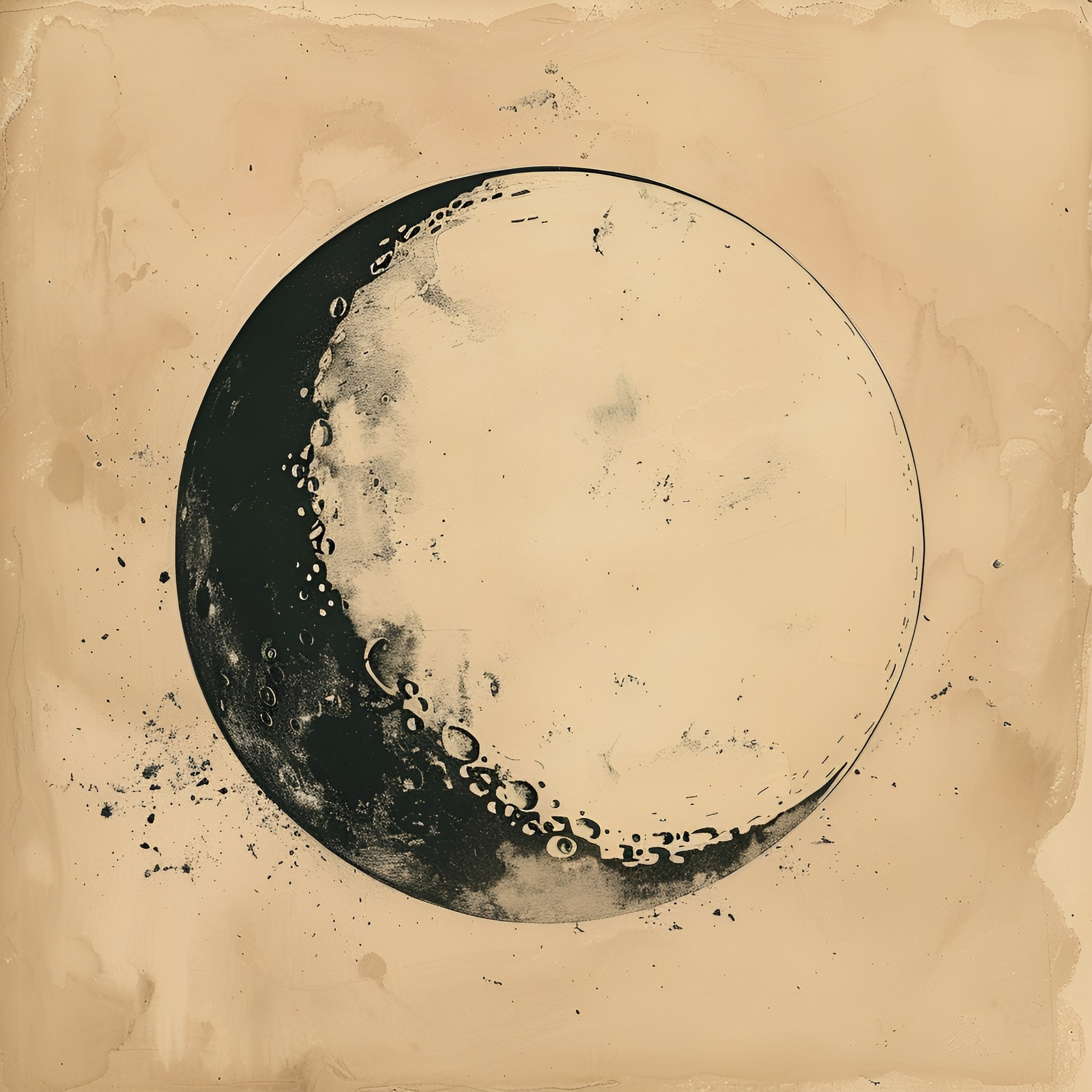 Moon reflected in puddle Drawing Idea (free black-and-white line drawing printable PDF for all, from beginners to advanced learners, including children, teens, adults, and seniors)
