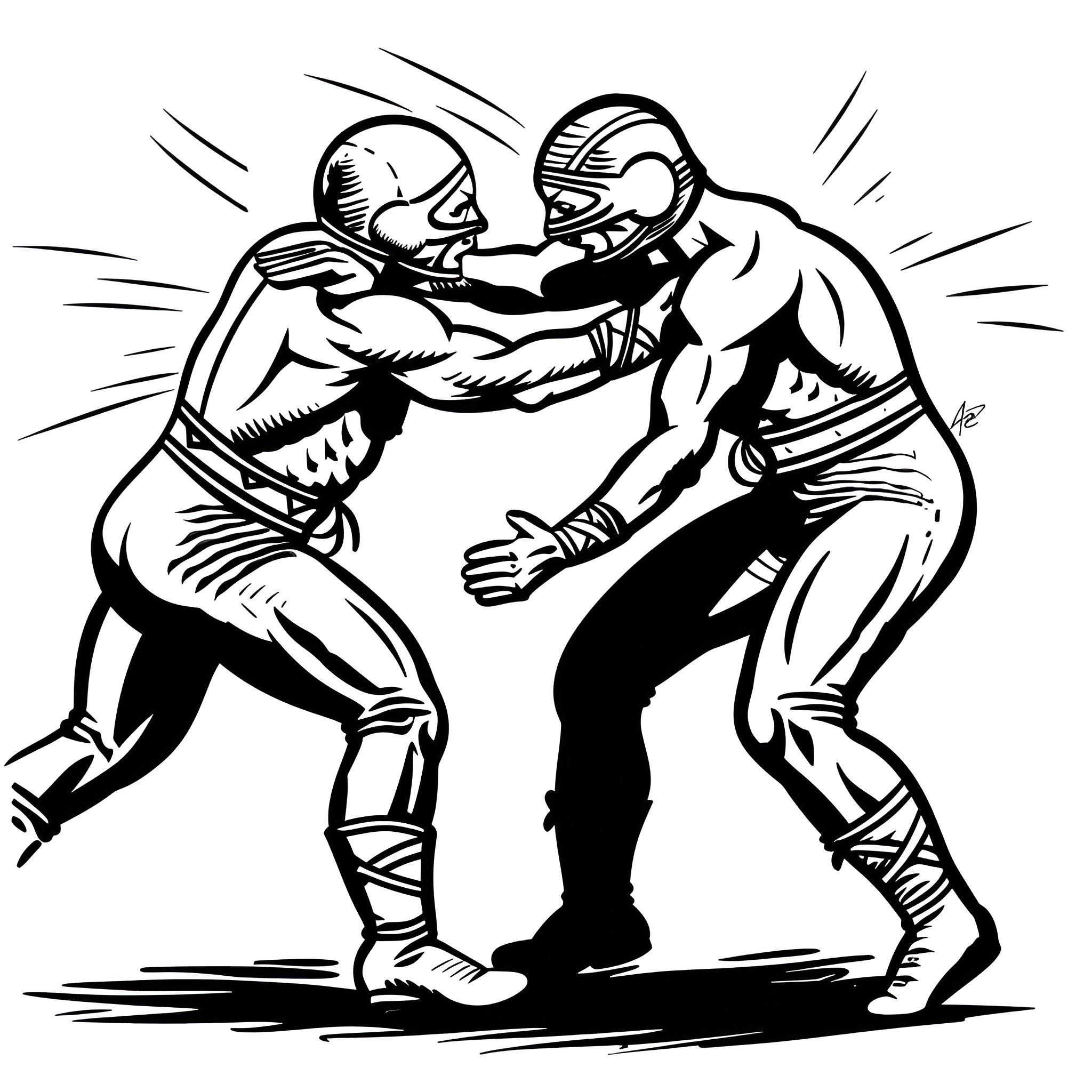 Mexico Football Warriors in Combat Drawing Idea (free black-and-white line drawing printable PDF for all, from beginners to advanced learners, including children, teens, adults, and seniors)