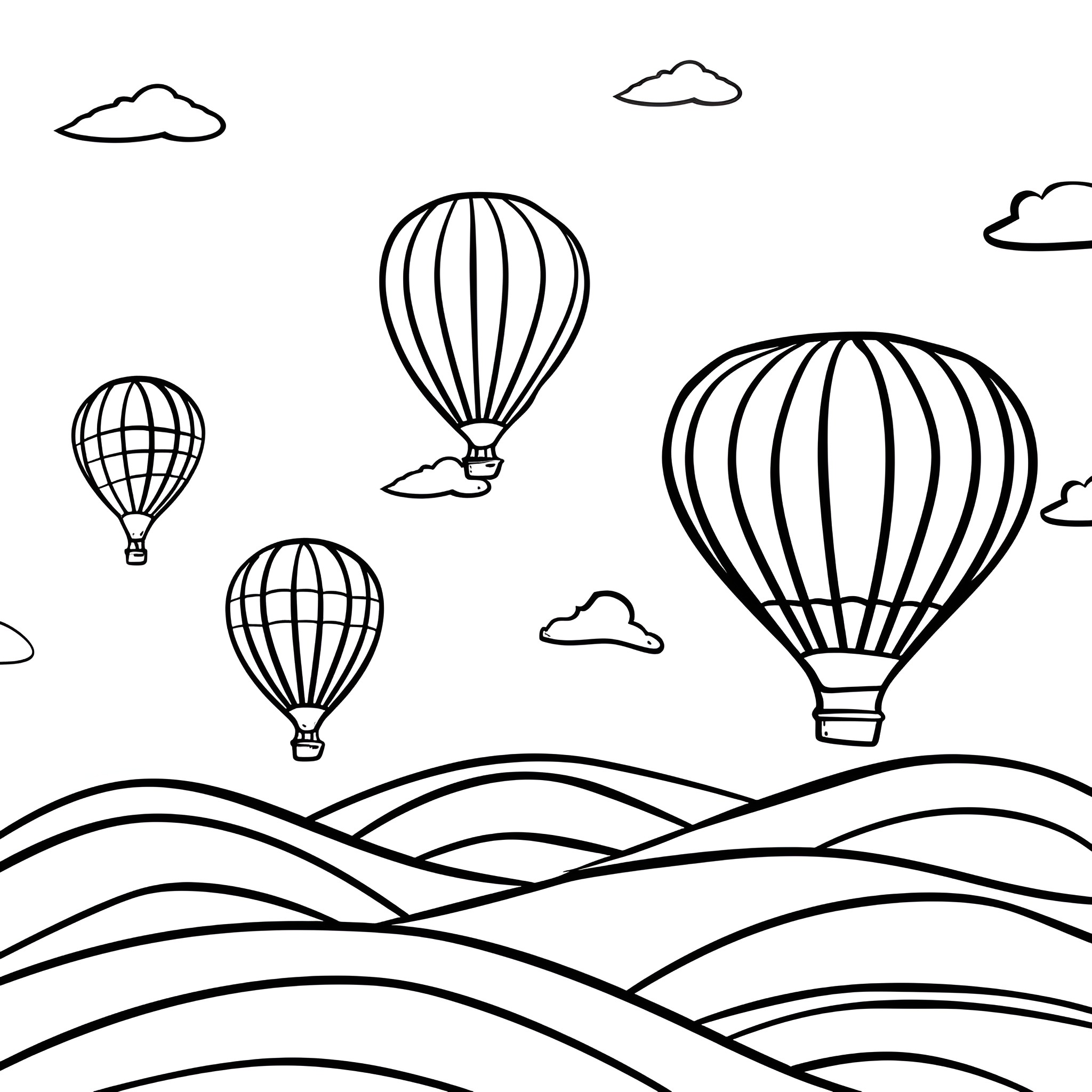 Mexico's Vibrant Hot Air Balloon Adventure Drawing Idea (free black-and-white line drawing printable PDF for all, from beginners to advanced learners, including children, teens, adults, and seniors)
