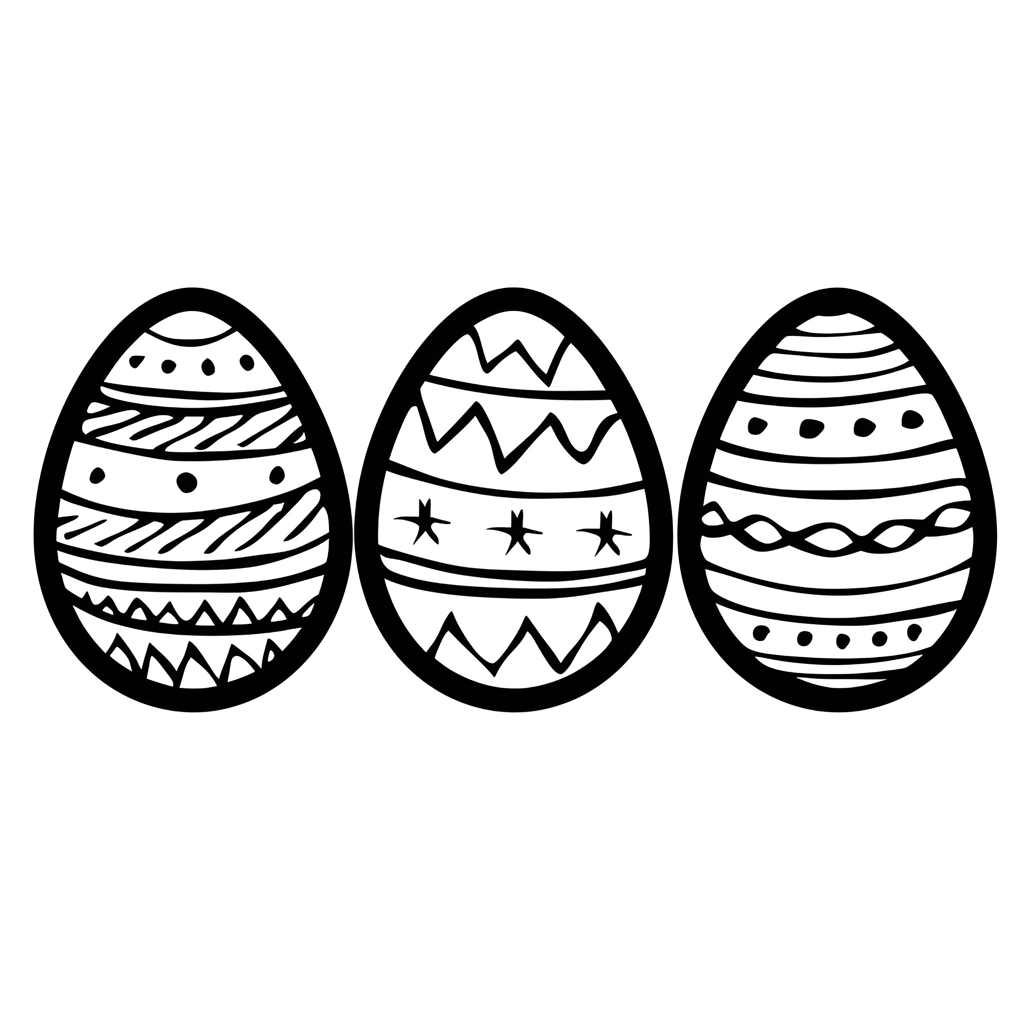 Easter Eggs with Ornamental Patterns Drawing Idea (free black-and-white line drawing printable PDF for all, from beginners to advanced learners, including children, teens, adults, and seniors)
