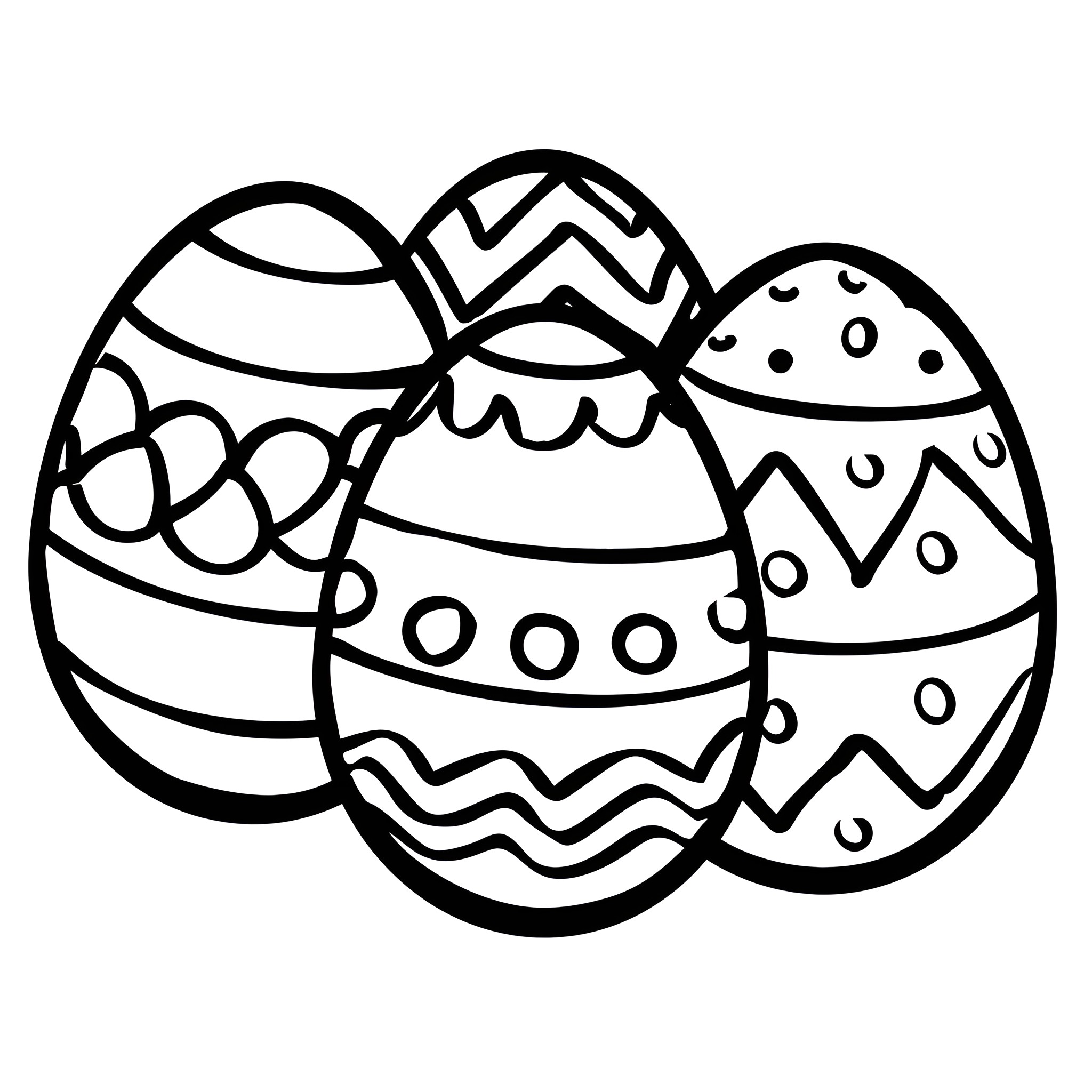 Easter Eggs with Decorative Patterns Drawing Idea (free black-and-white line drawing printable PDF for all, from beginners to advanced learners, including children, teens, adults, and seniors)