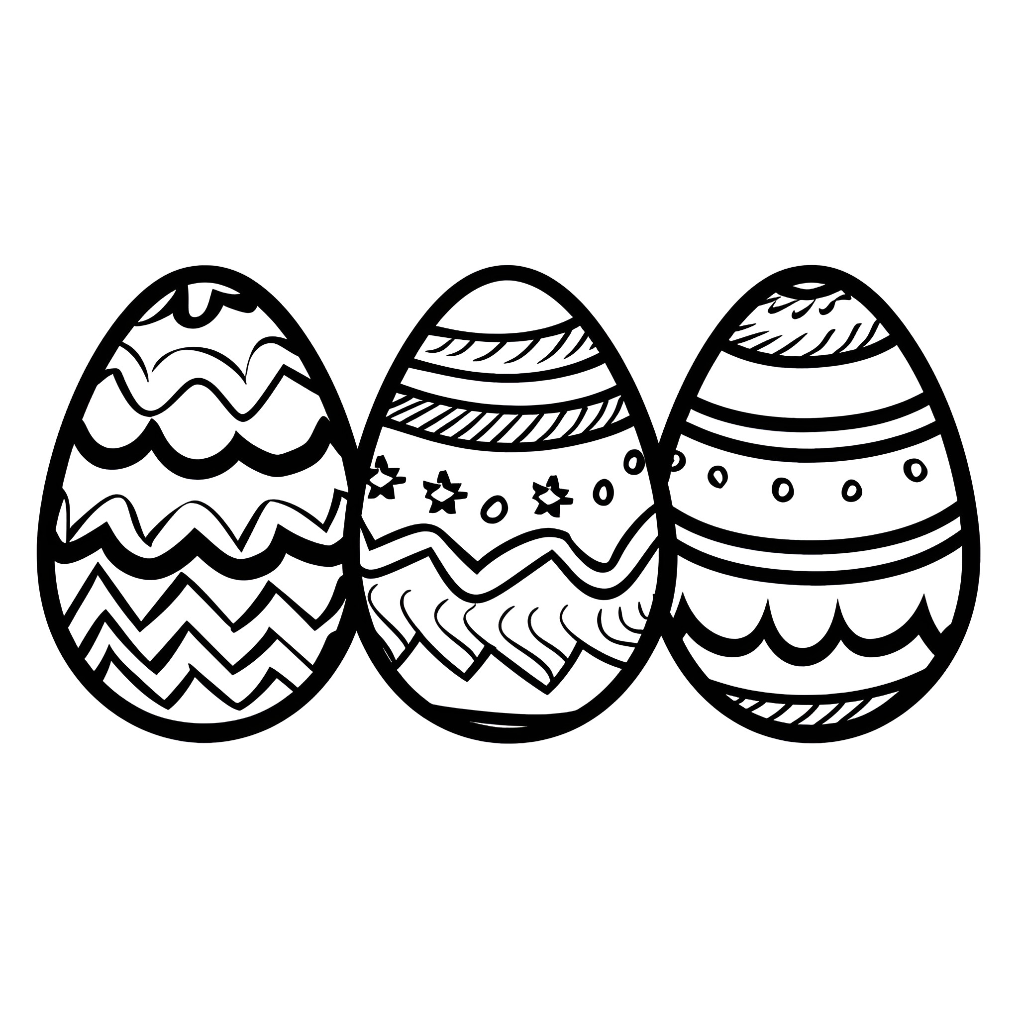 Easter Eggs with Ornate Patterns Drawing Idea (free black-and-white line drawing printable PDF for all, from beginners to advanced learners, including children, teens, adults, and seniors)