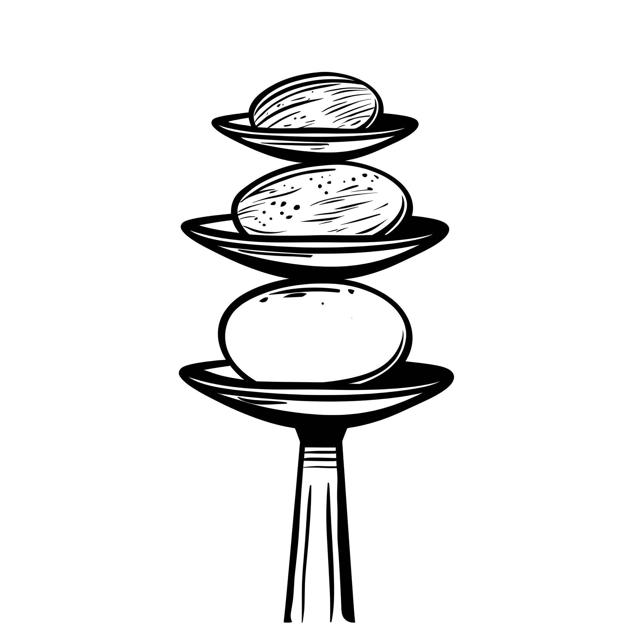 Easter Eggs stacked on pedestals Drawing Idea (free black-and-white line drawing printable PDF for all, from beginners to advanced learners, including children, teens, adults, and seniors)